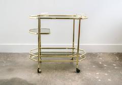 Mid-Century Italian Brass Bar Cart with Removable Mirrored Tray