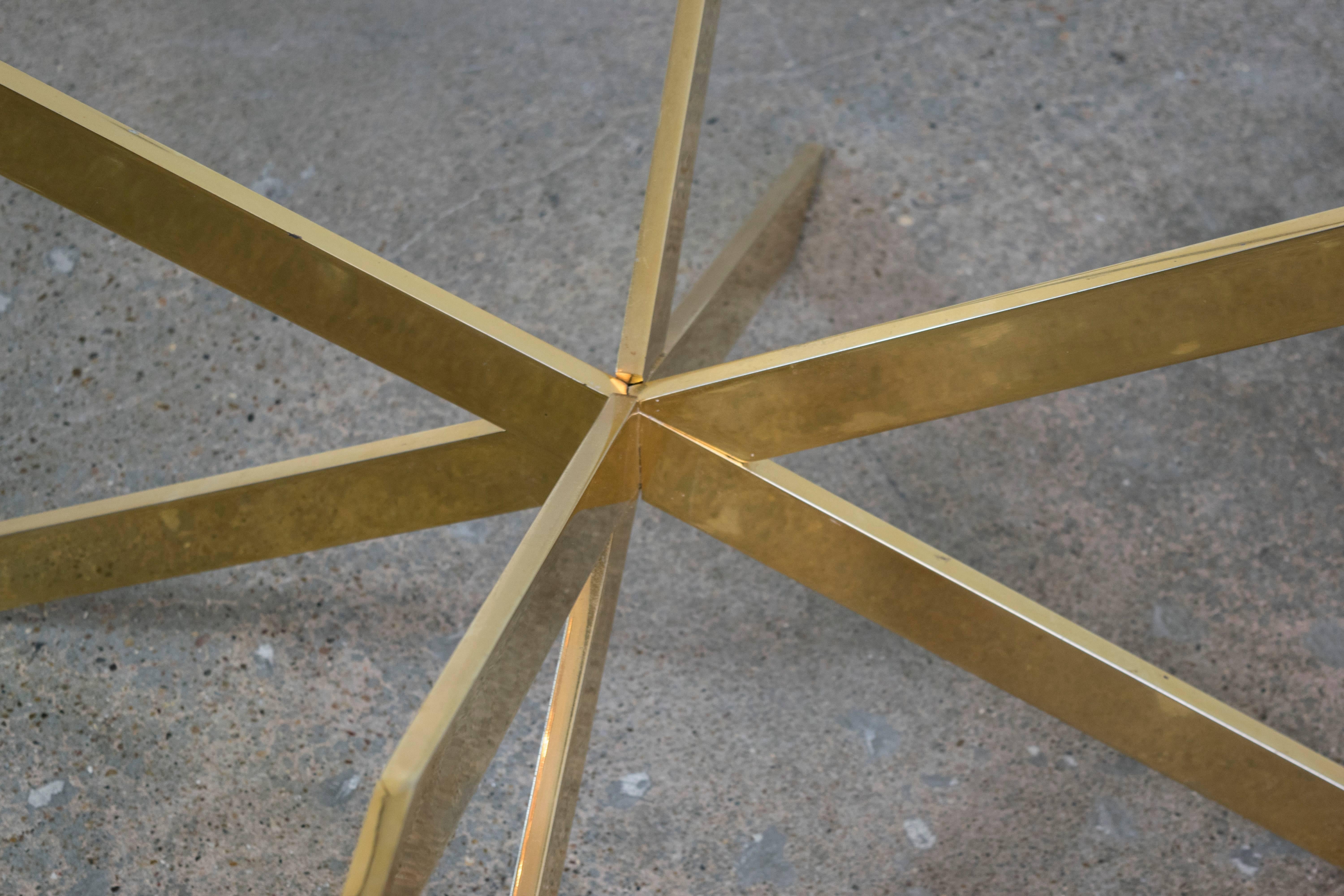 Mid-Century Modern Double X-Round Brass Coffee Table by Pace Collection