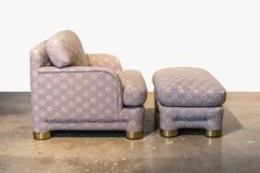 Oversized Lounge Chair and Ottoman by Marge Carson with Brass Detailing