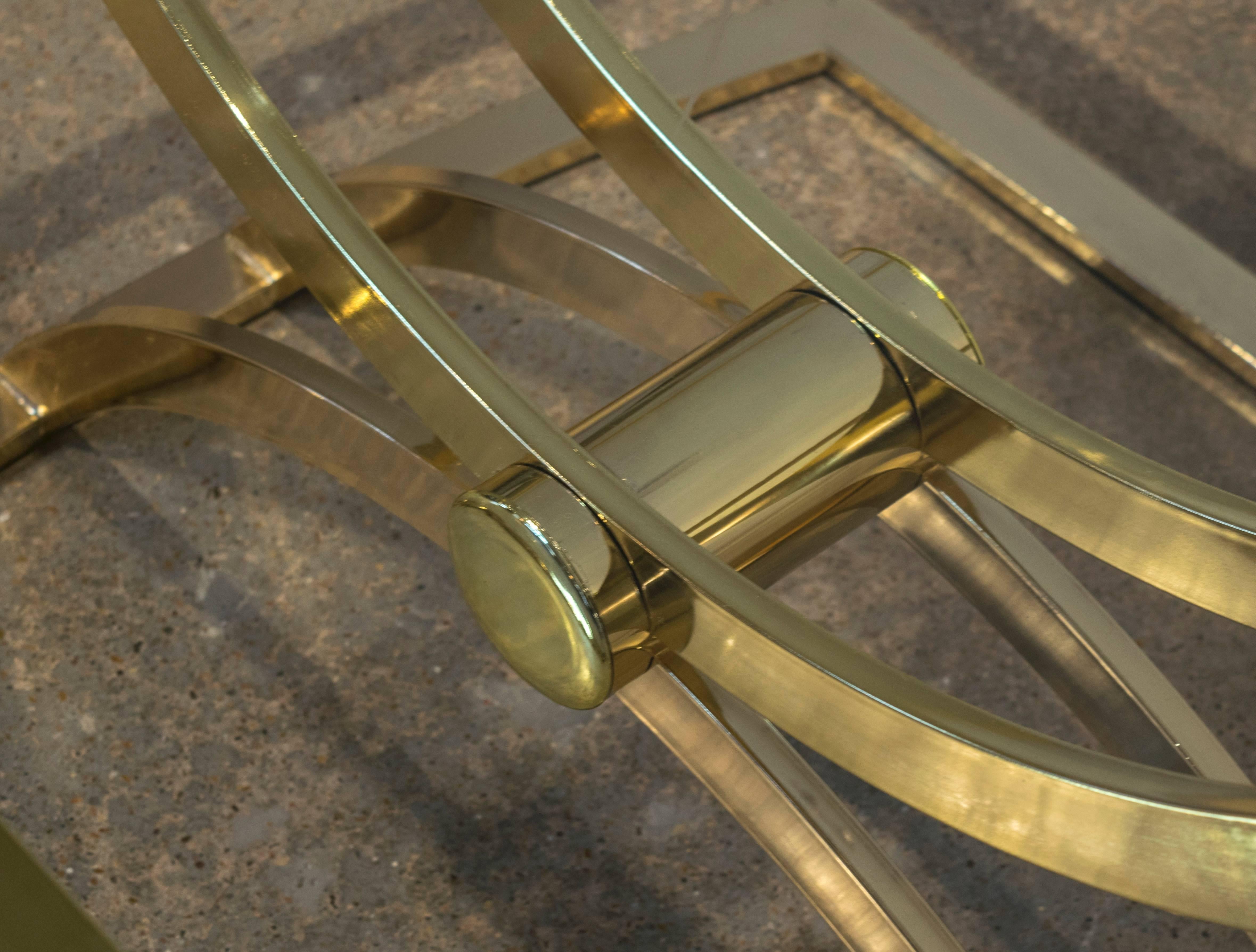 American 1970s Sculptural Brass-Plated Coffee or Cocktail Table For Sale