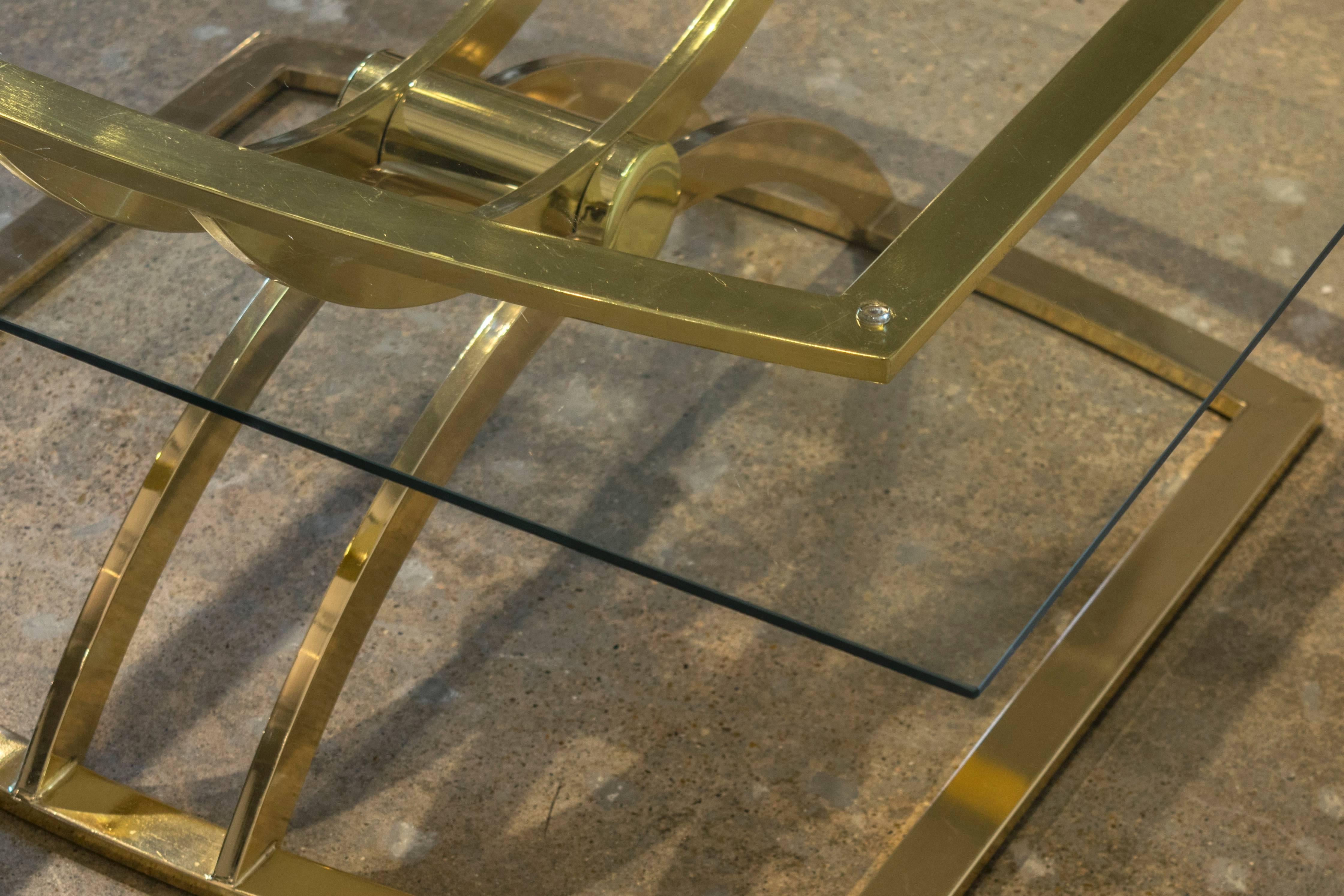 1970s Sculptural Brass-Plated Coffee or Cocktail Table In Excellent Condition For Sale In Houston, TX