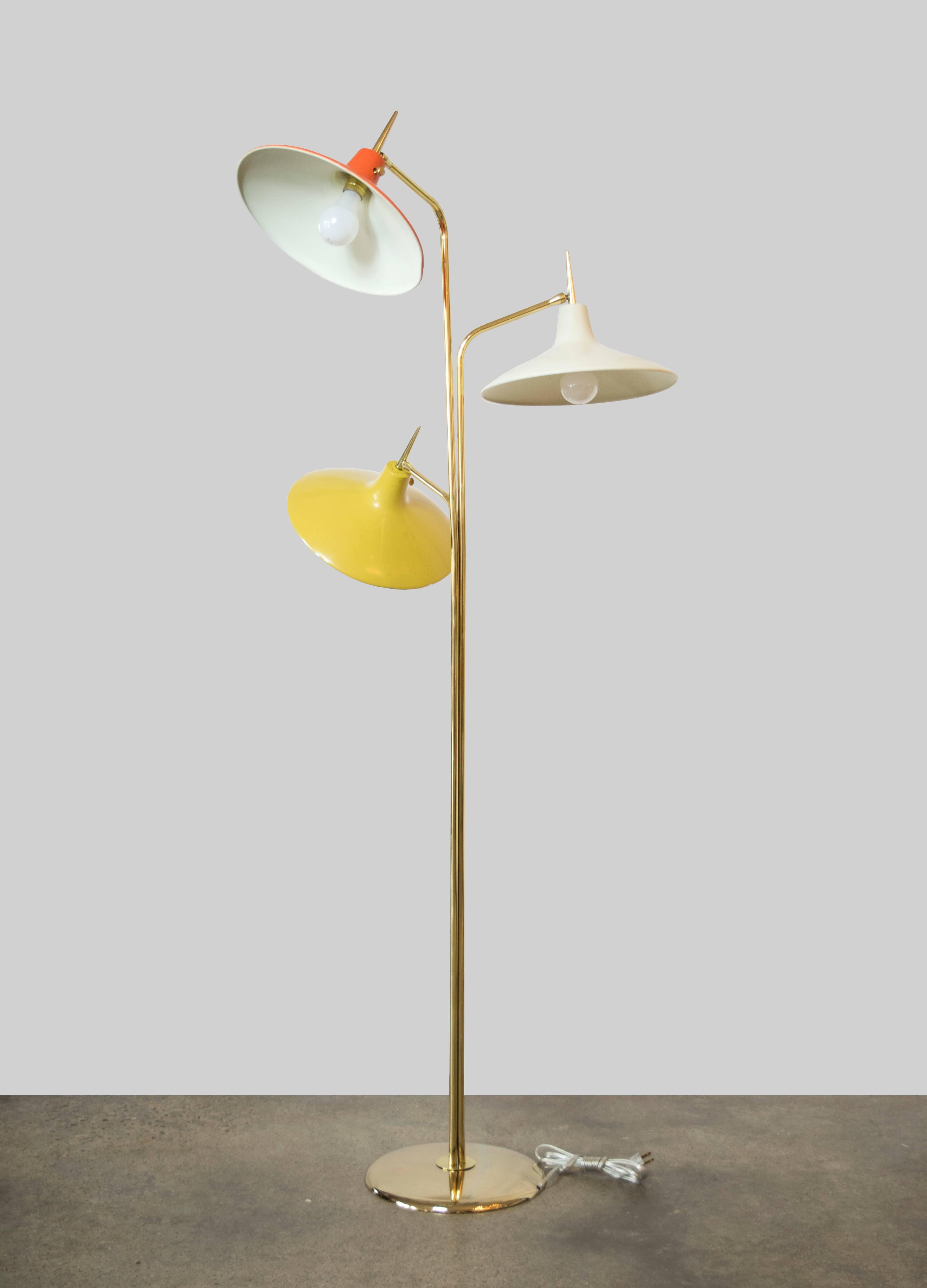 Mid-Century Modern Gio Ponti Three-Light Multicolored Floor Lamp for Laurel