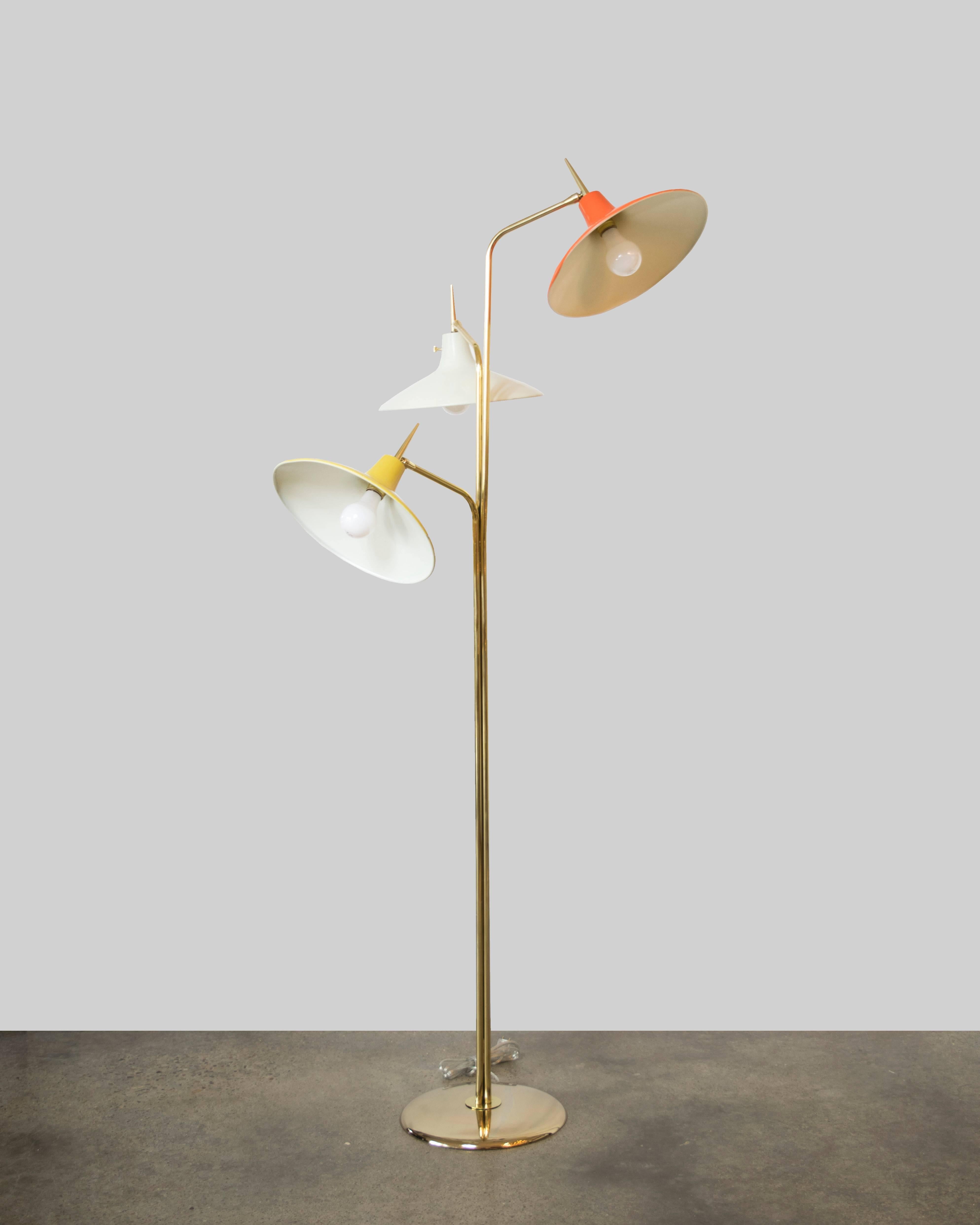 American Gio Ponti Three-Light Multicolored Floor Lamp for Laurel