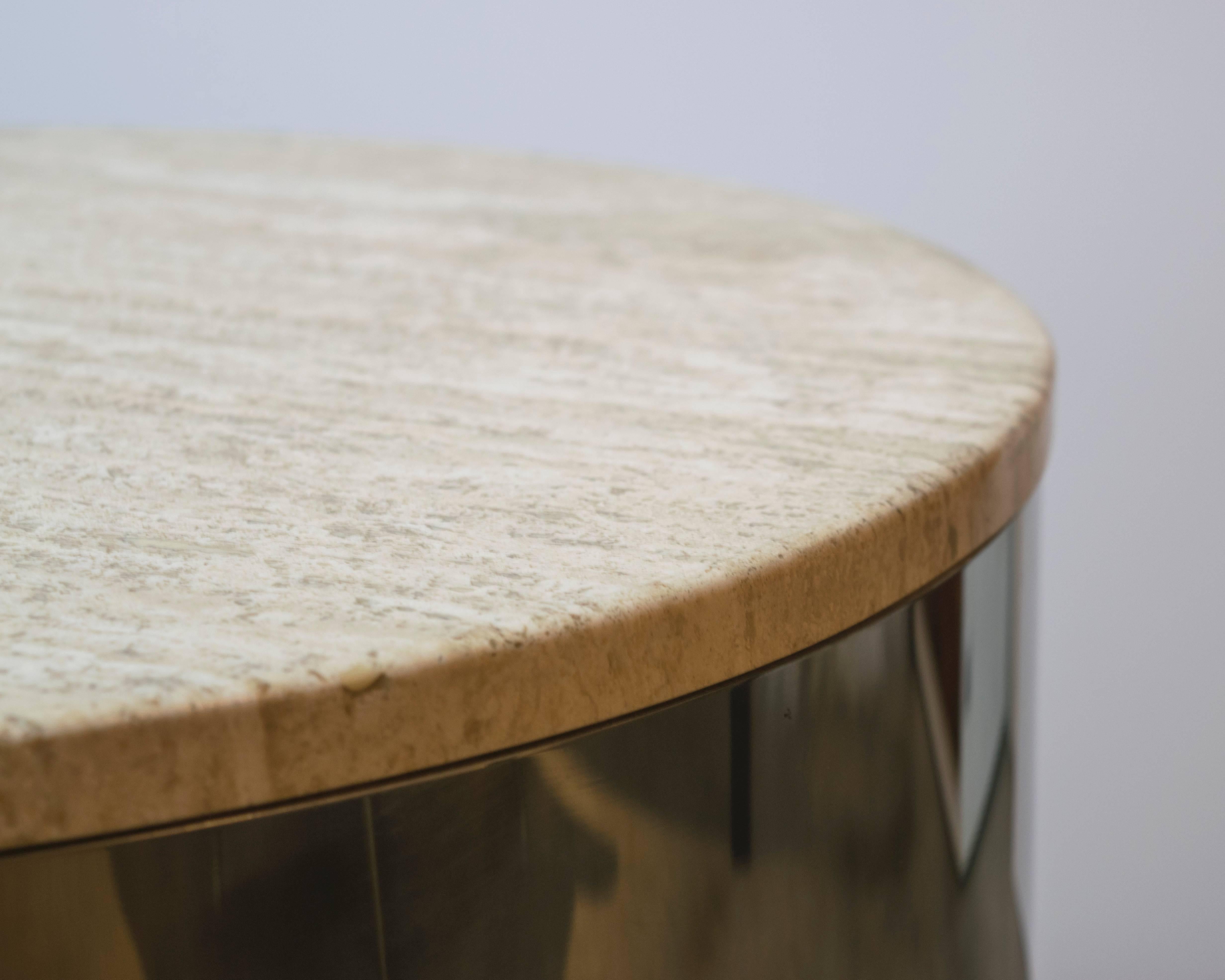 Mid-Century Modern Large Paul Mayen Cylinder Drum Table with Marble Top