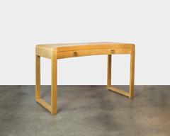 Beautiful Birds-Eye Maple Desk, Vanity or Sofa Table with Brass Drawer Handles
