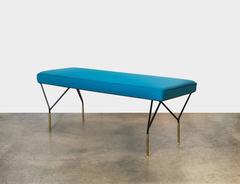 Mid-Century Italian Brass and Black Lacquer Bench