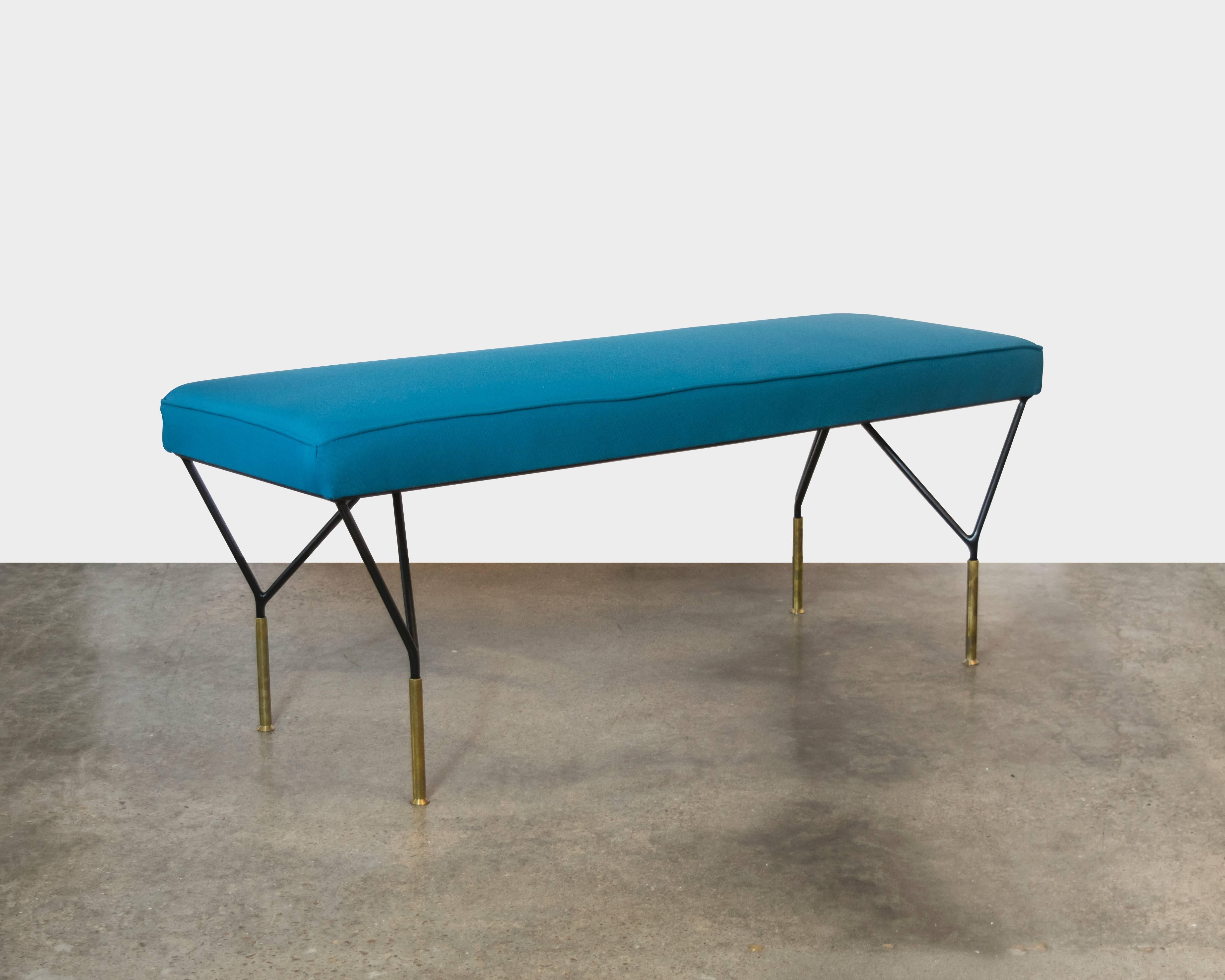 Mid-Century Modern Mid-Century Italian Brass and Black Lacquer Bench