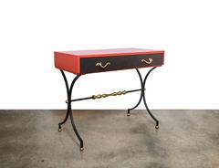 Wrought Iron, Brass and Leather Secretary Desk by Mallin Furniture