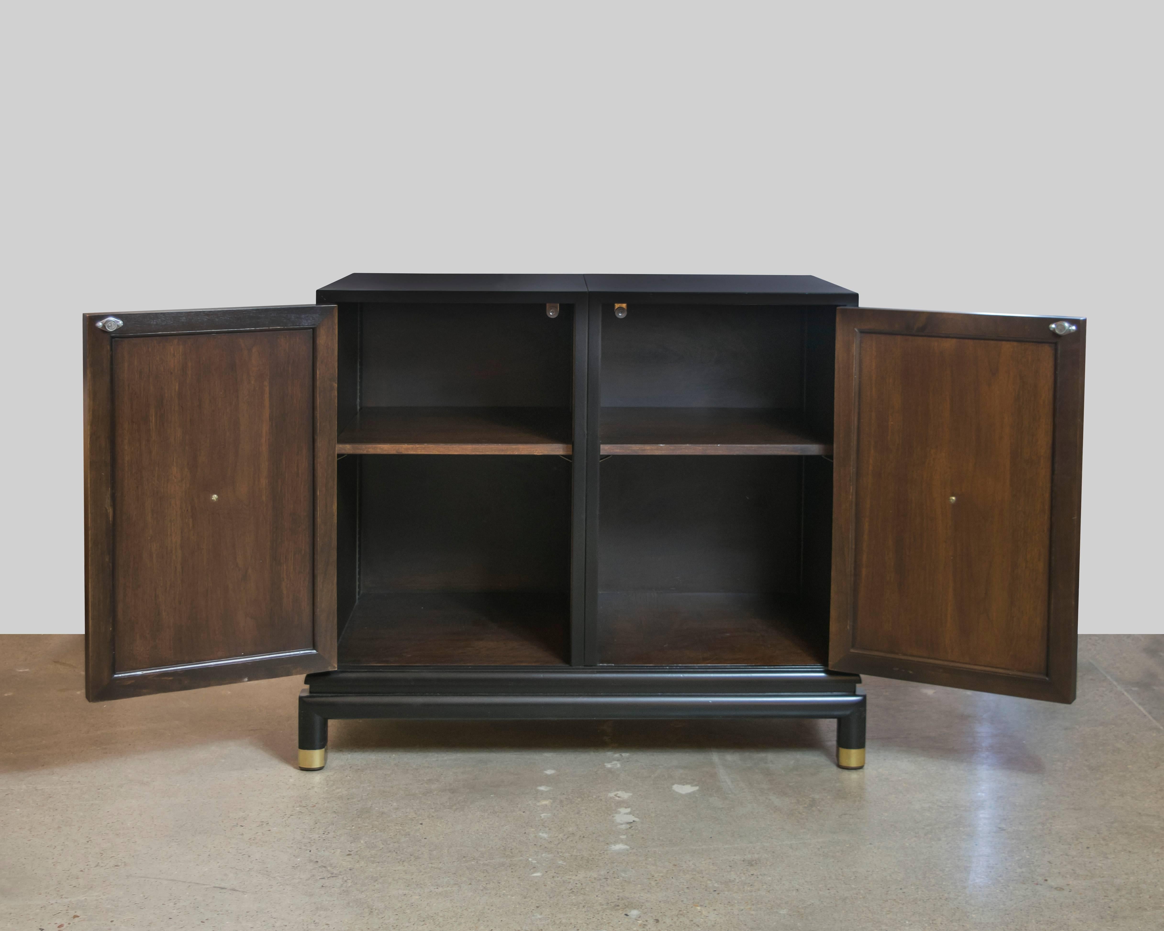 Mid-20th Century Pair of Renzo Rutili Commodes or Chests with Ebony and Brass Details