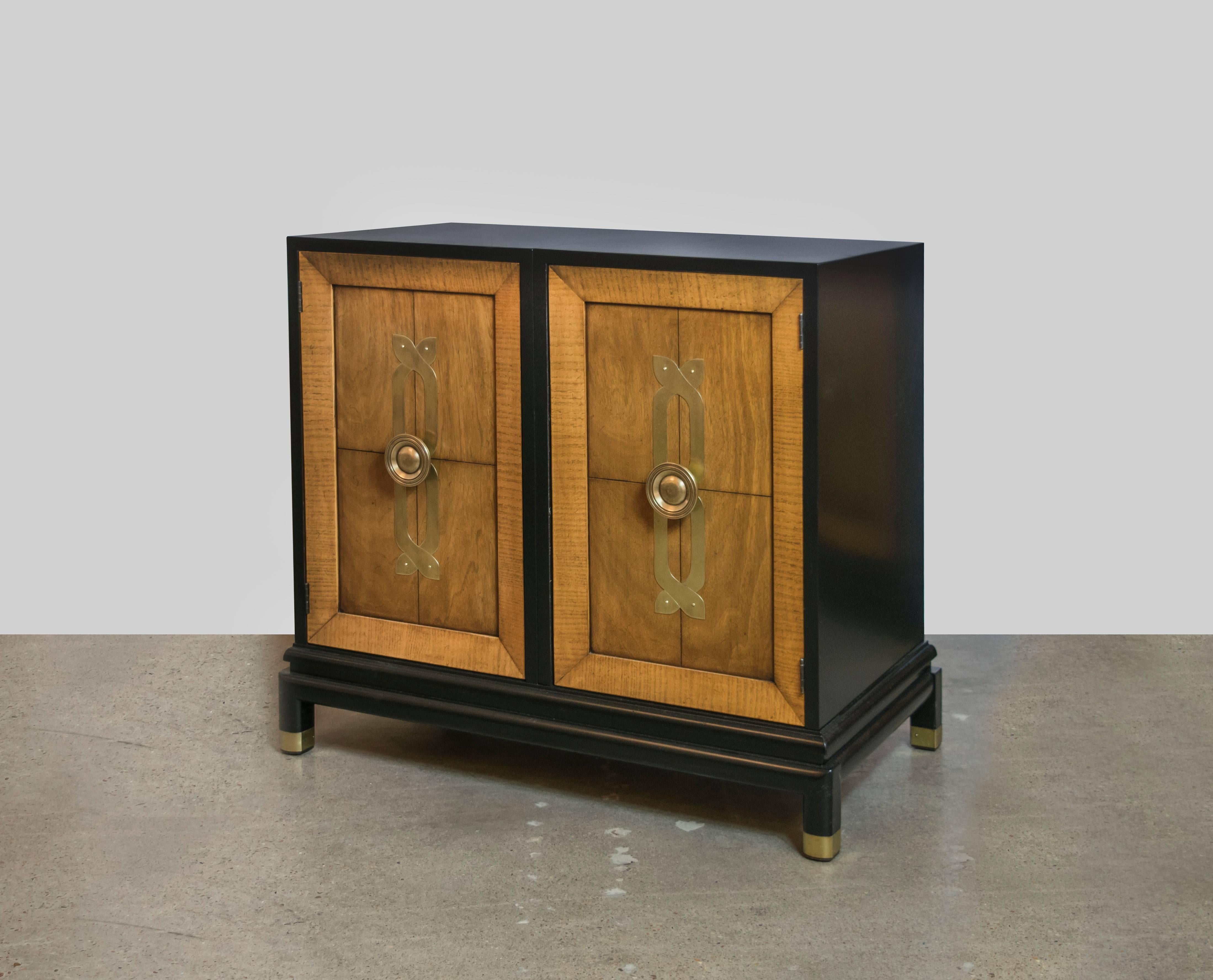 Mid-Century Modern Pair of Renzo Rutili Commodes or Chests with Ebony and Brass Details