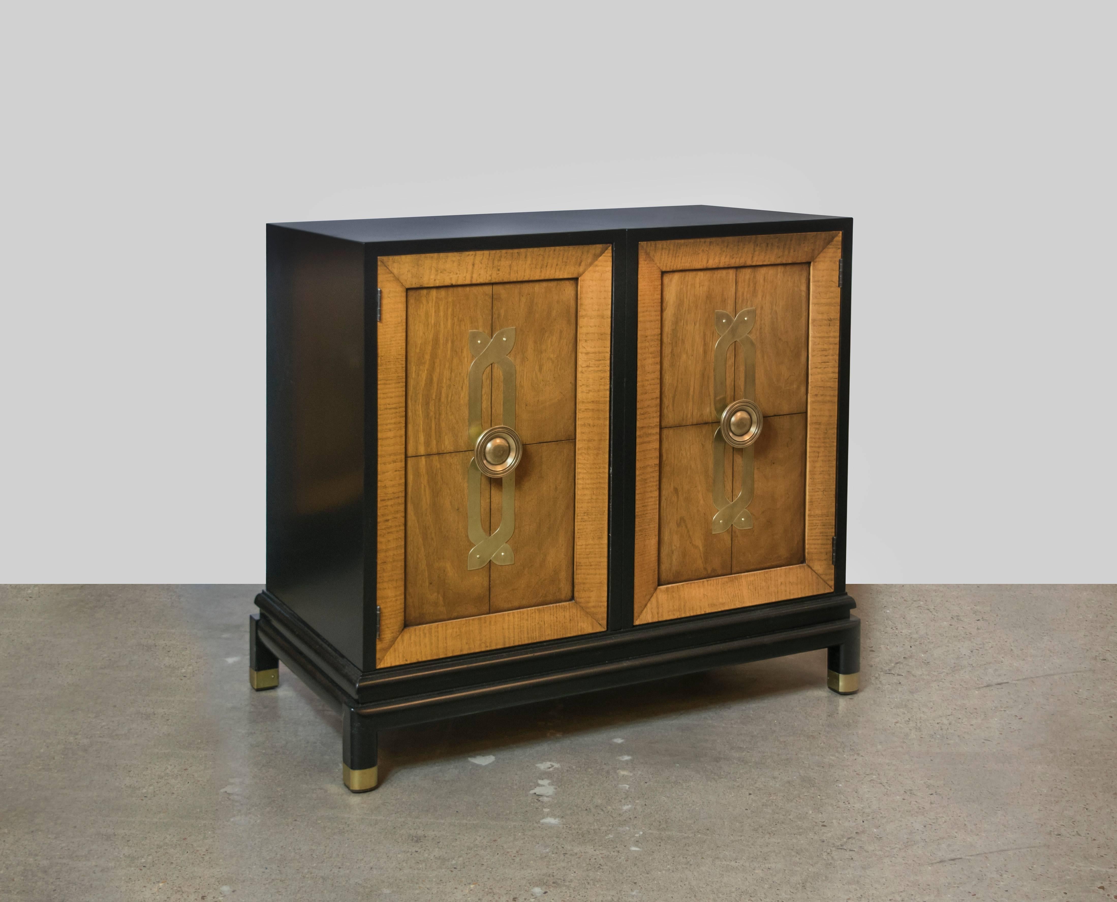 American Pair of Renzo Rutili Commodes or Chests with Ebony and Brass Details