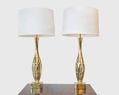 Tony Paul for Westwood Brass Brutalist Table Lamps