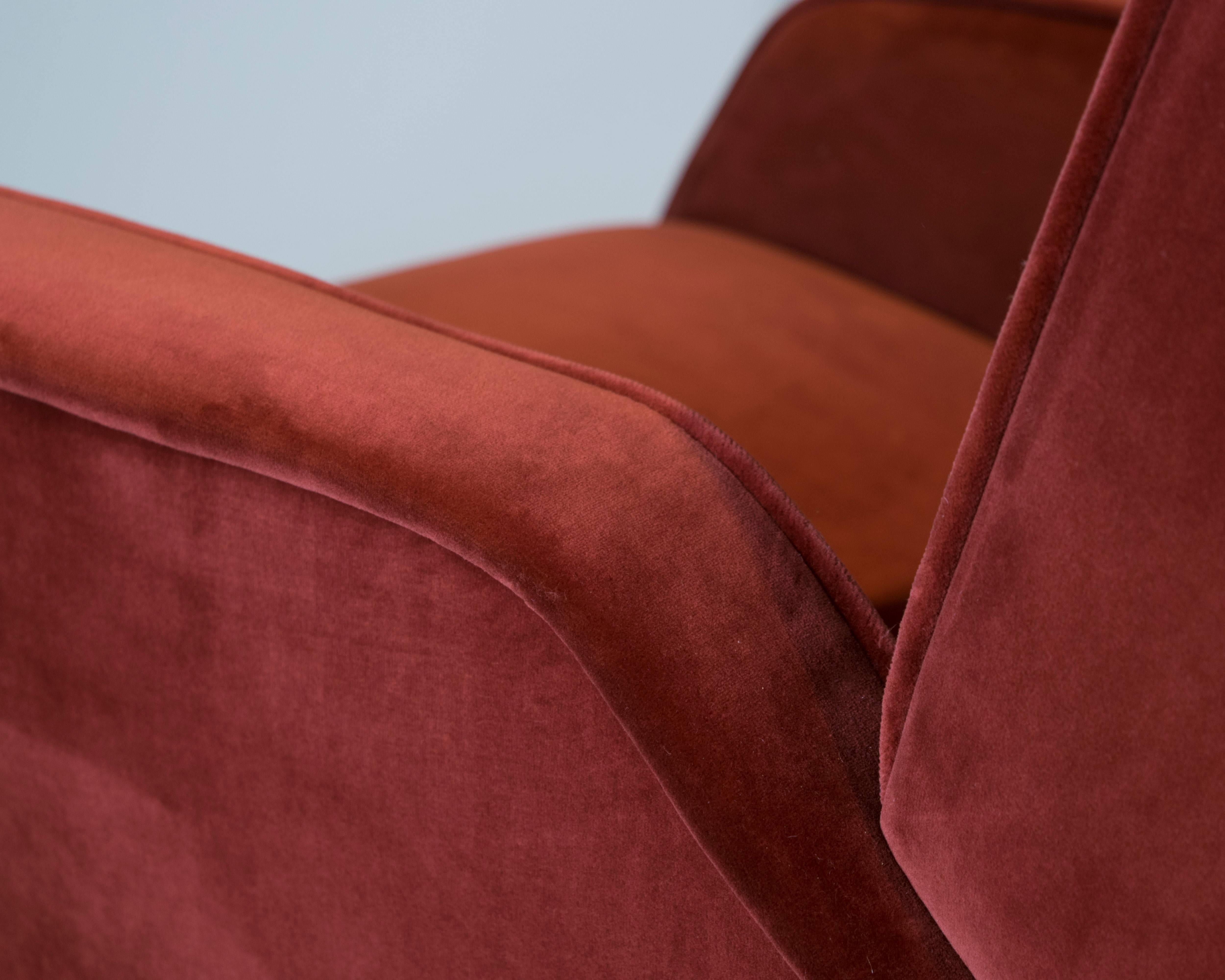 Italian Mid-Century Lounge Chair with Brass Legs by Arflex 2