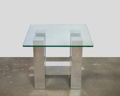 Brushed Aluminum Cityscape Side Table in the Style of Paul Evans