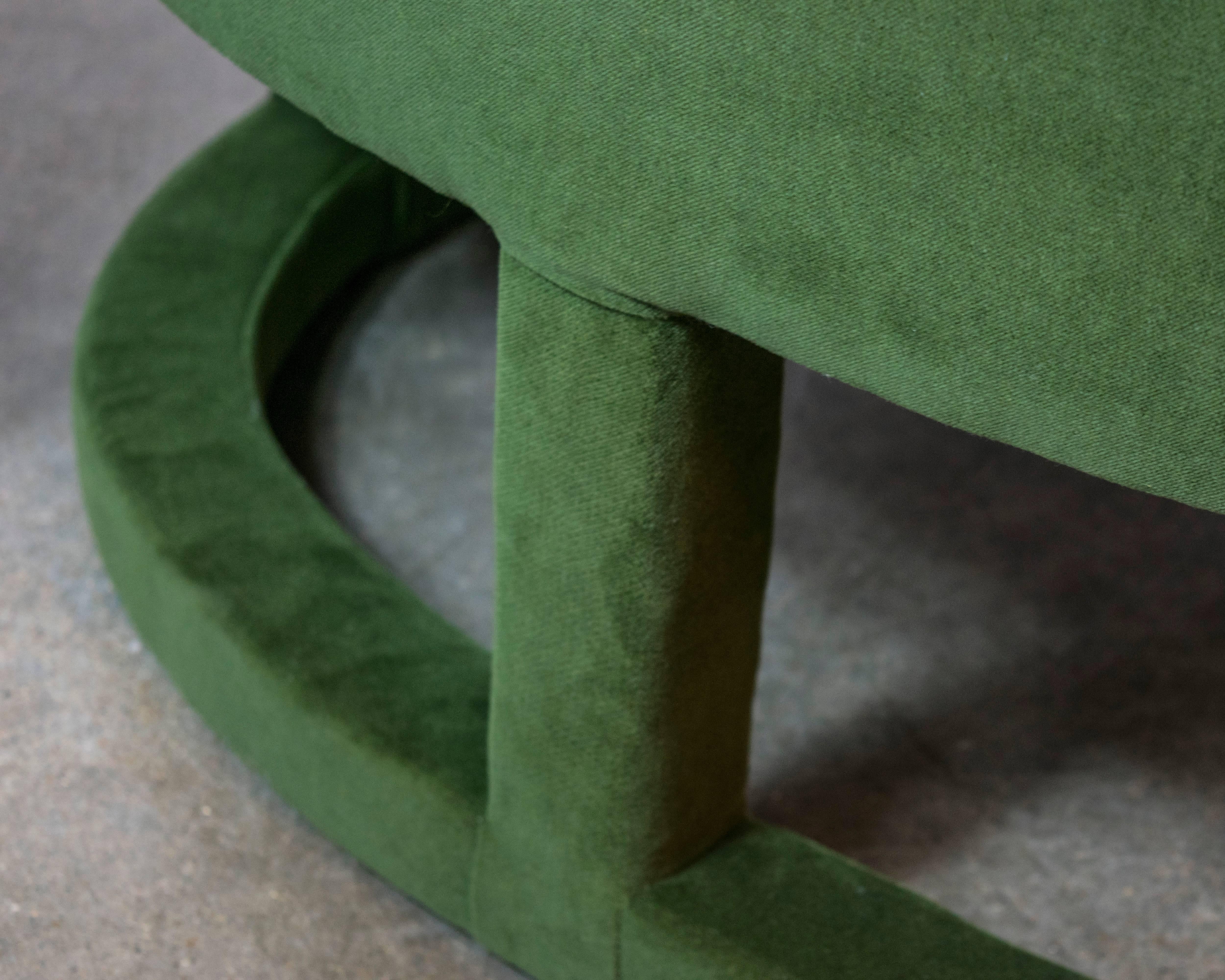 Late 20th Century Pair of Loden Green Velvet Fully Upholstered Chairs by Drexel
