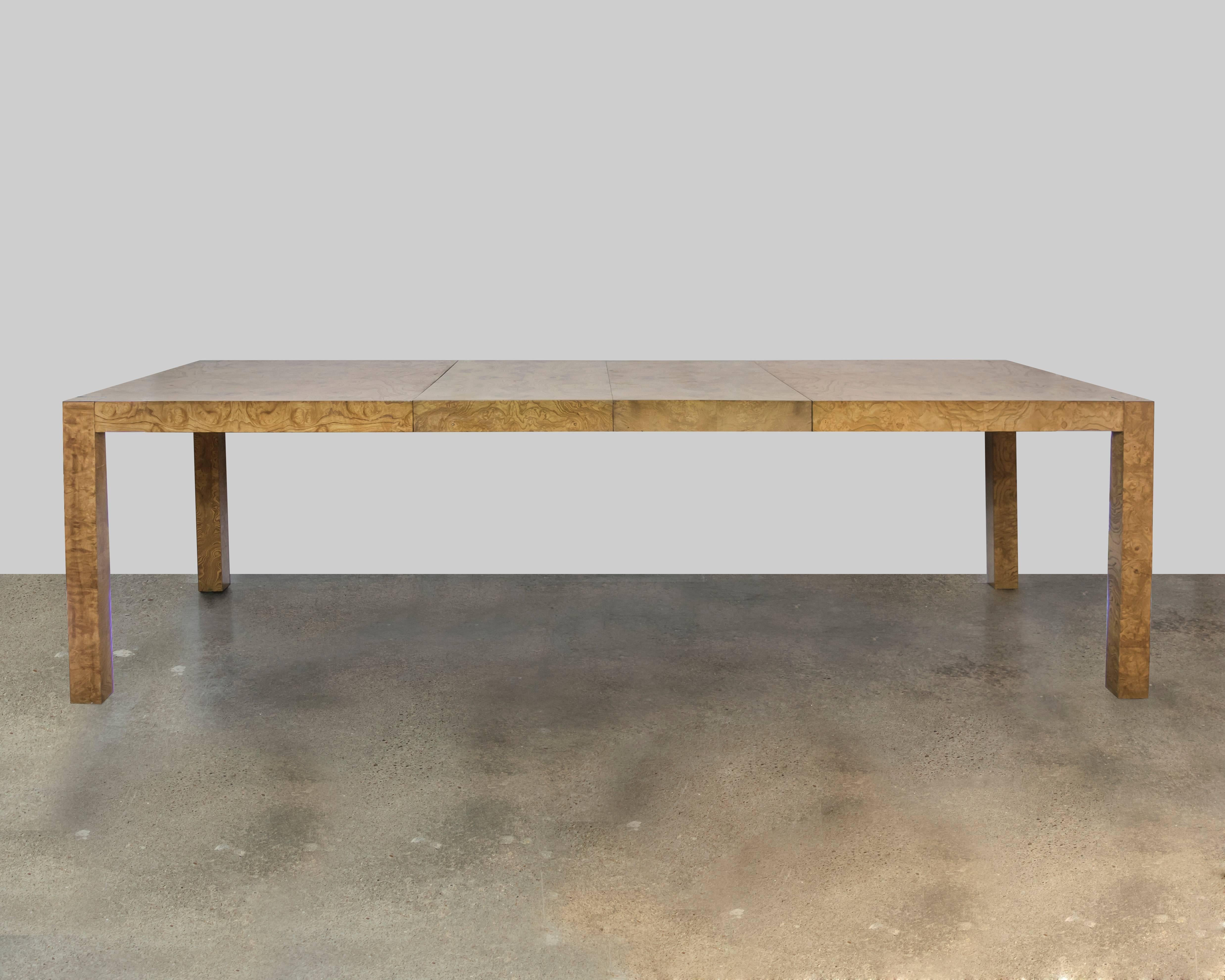 American Milo Baughman Burl Wood Dining Table/Desk