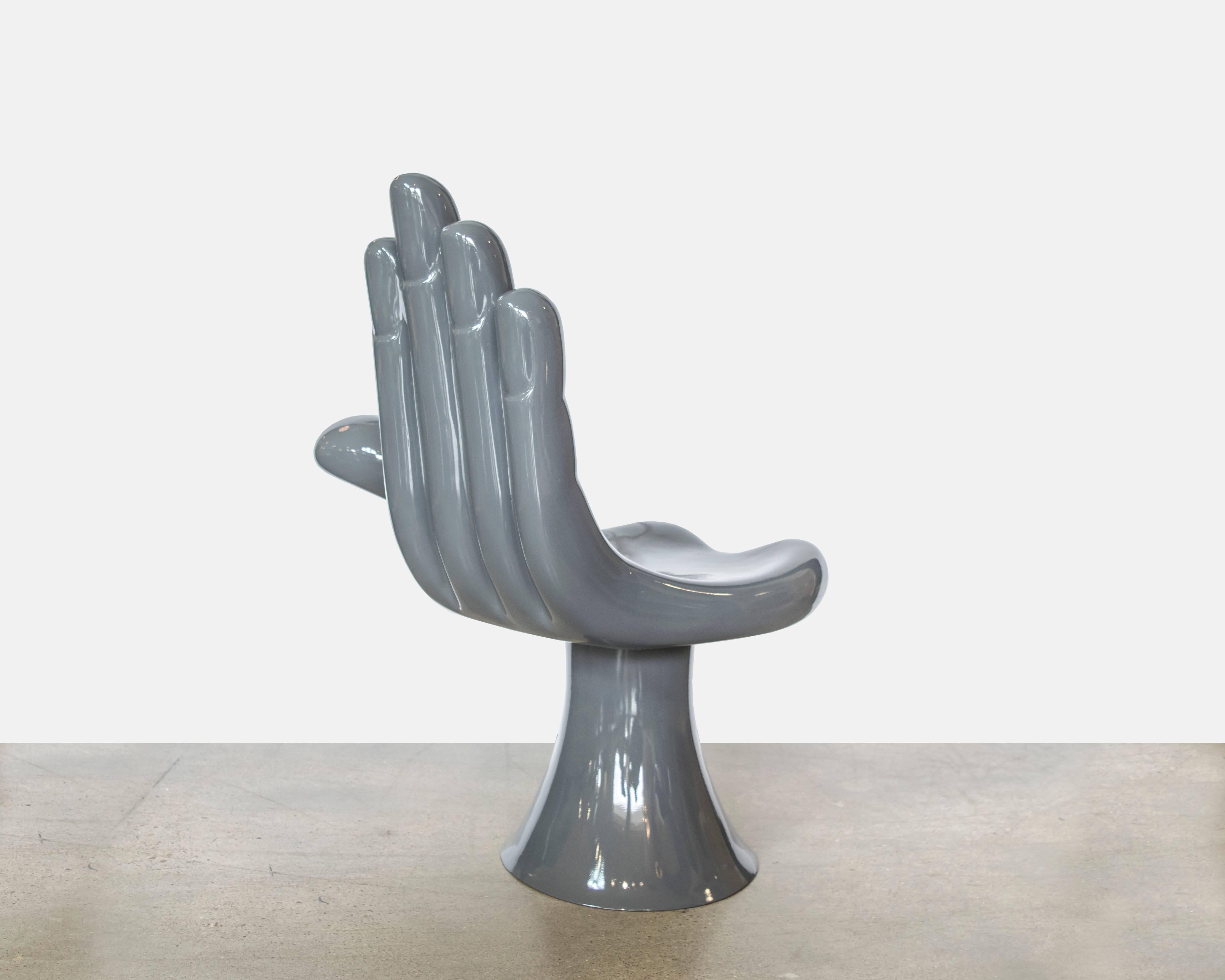 Mexican Pedro Friedeberg Hand Chair in Charcoal Fiberglass, Limited Edition 1/3