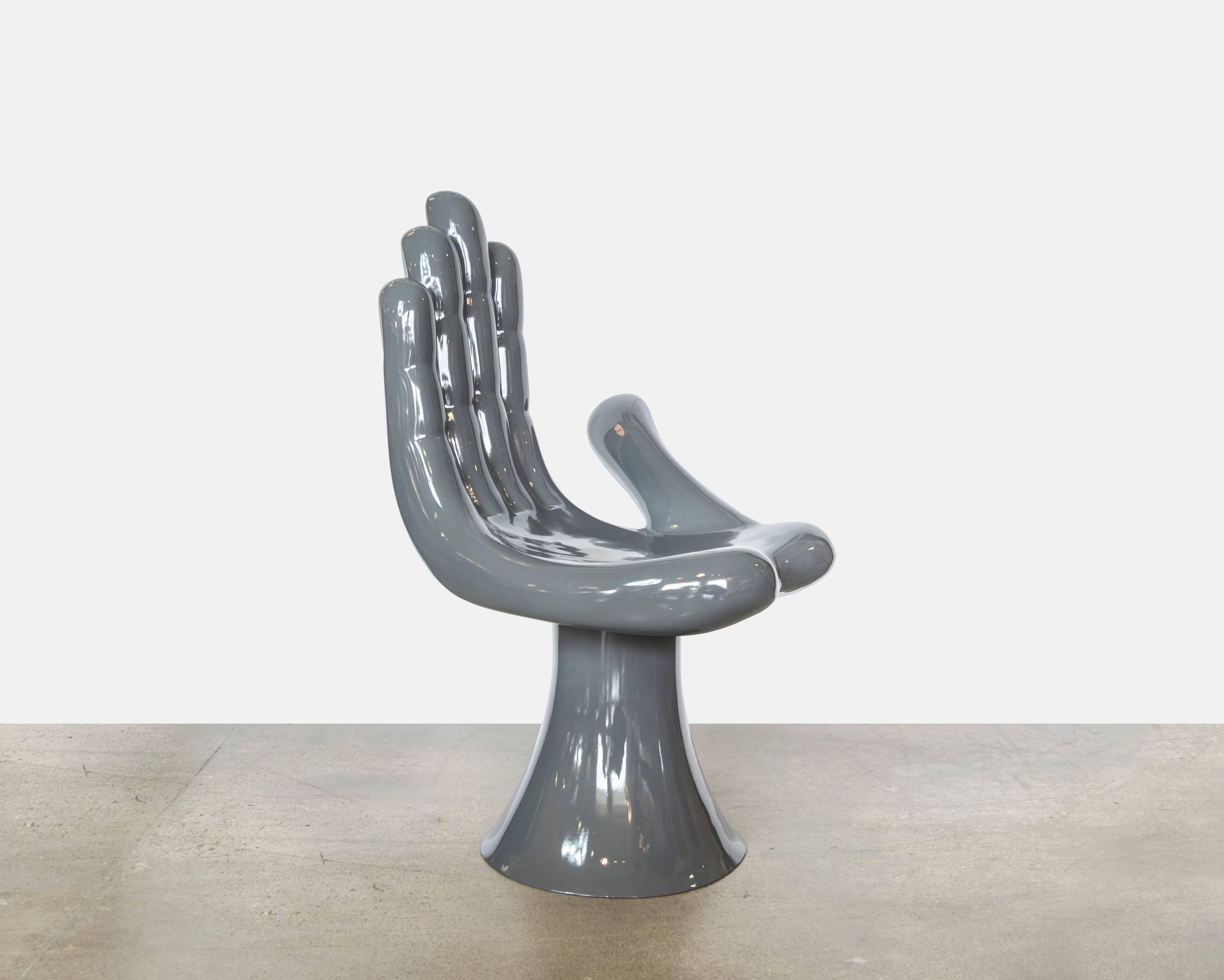 Pedro Friedeberg Hand Chair in Charcoal Fiberglass, Limited Edition 1/3 In Excellent Condition In Houston, TX