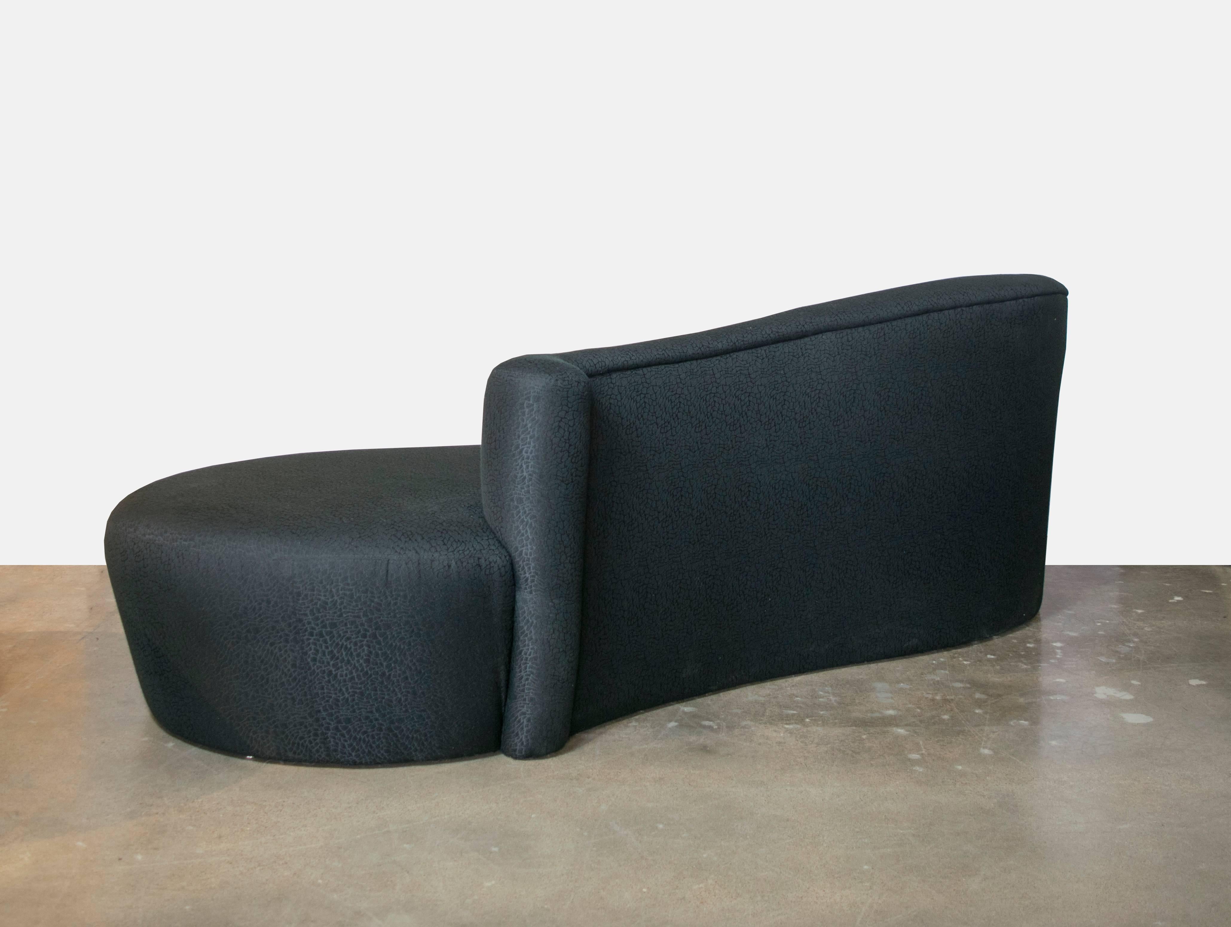 American Sensuous Black Serpentine Sofa in the Style of Vladimir Kagan For Sale