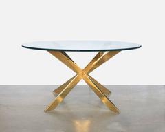 Double X-Base Brass Coffee Table by Leon Rosen for Pace Collection