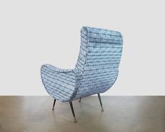Italian Mid-Century Lounge Chair with Metal Legs in the Style of Marco Zanuso