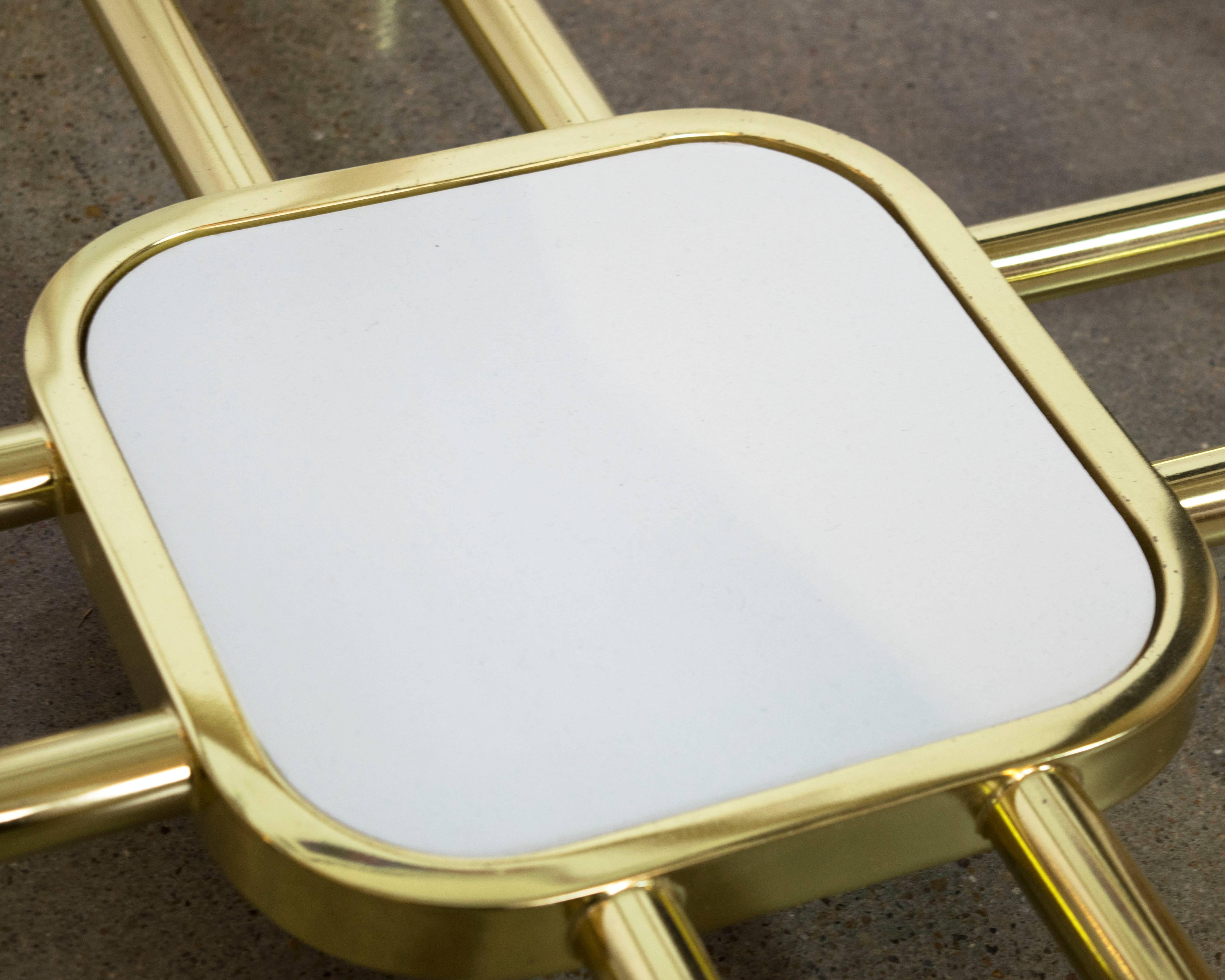 Mastercraft Brass and White Lacquer Octagon Shaped End Tables In Excellent Condition In Houston, TX