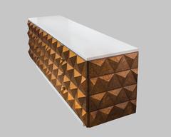 Outstanding Brutalist Diamond Relief Credenza / Dresser