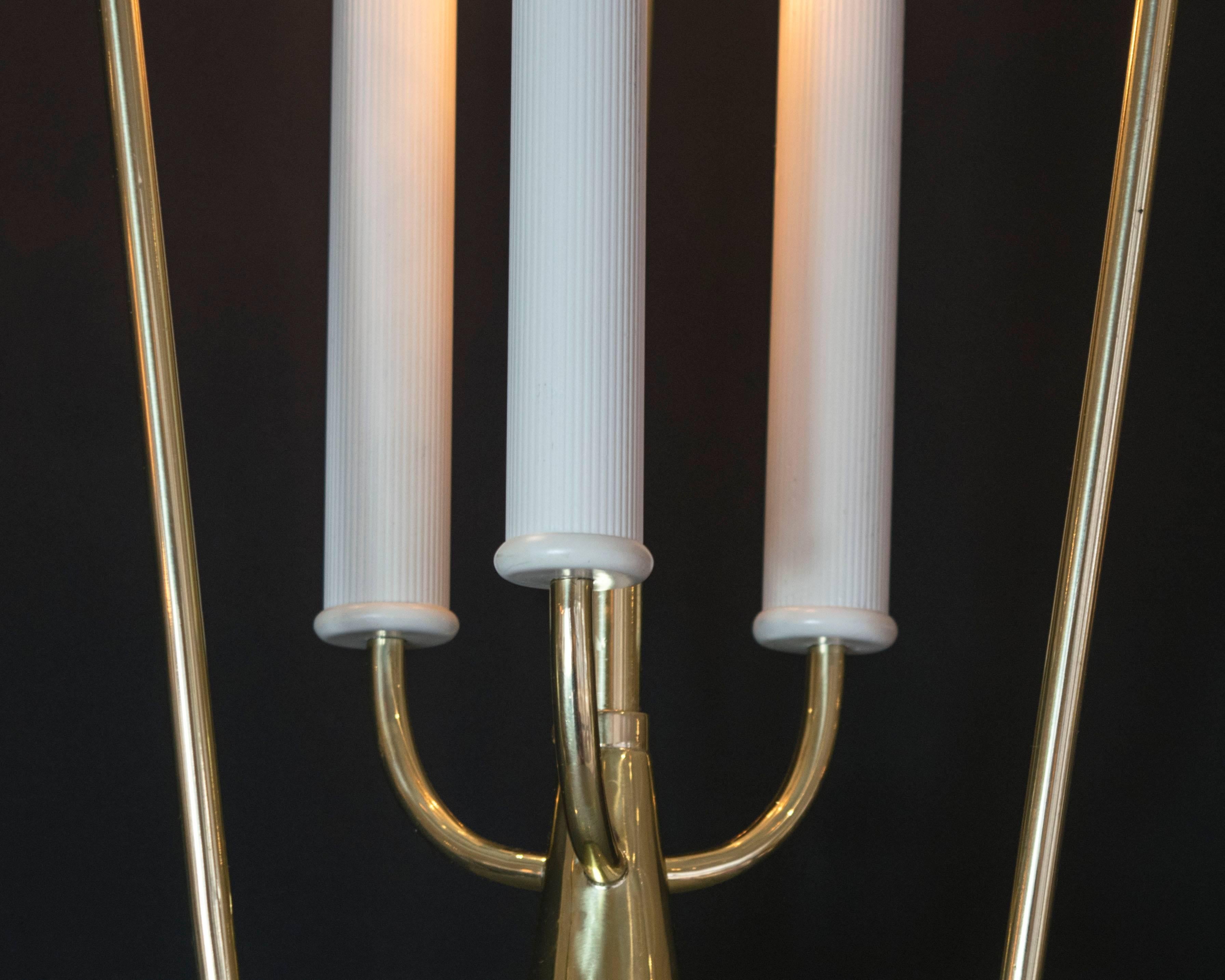 Italian 1950s Fontana Arte Style Lantern Pendant in Brass and Glass For Sale