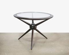 Cesare Lacca Vintage Tripod Mahogany Table with Glass Top