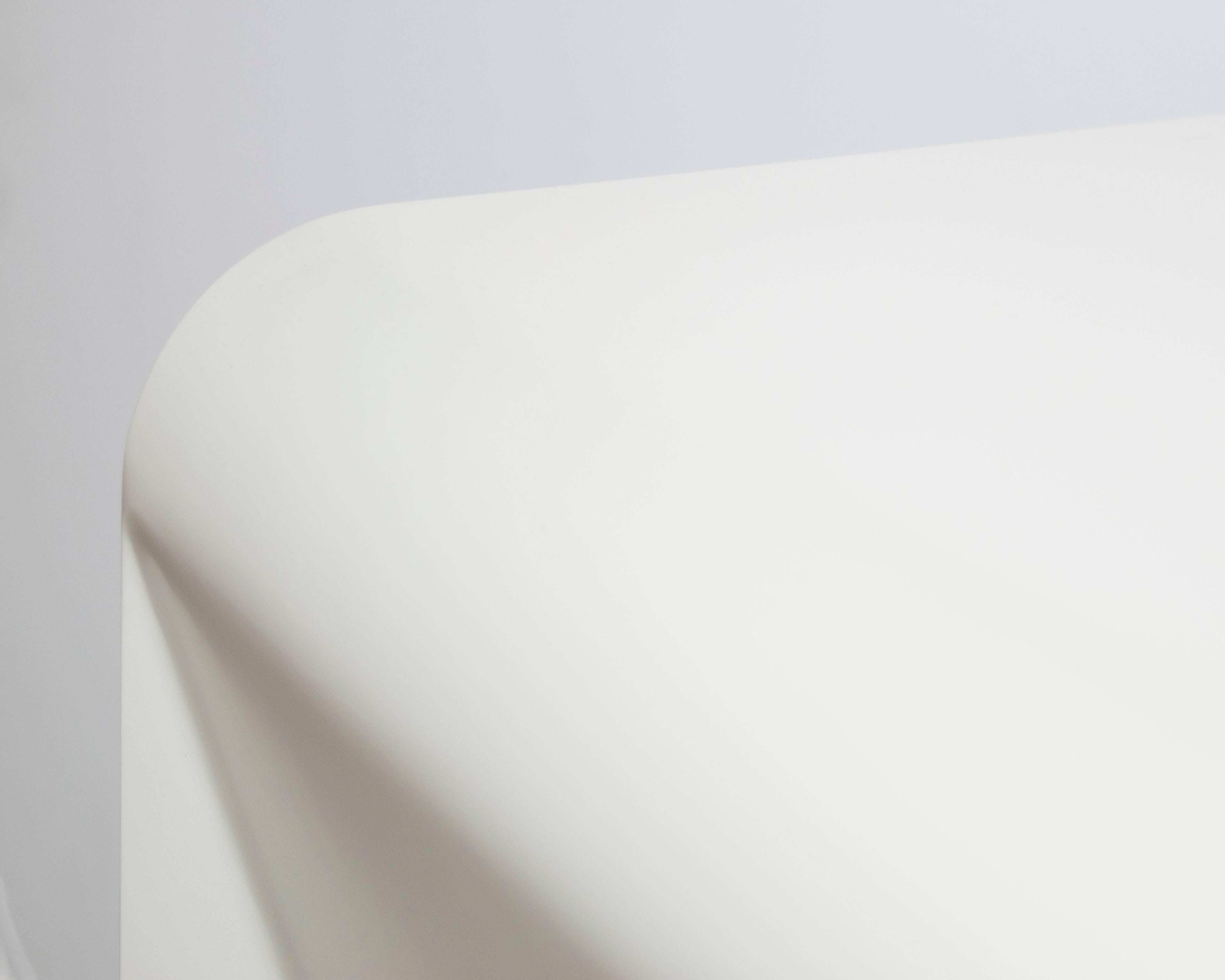 Donghia Tendu White Lacquer End Table with One Burled Walnut Veneer Drawer In Excellent Condition For Sale In Houston, TX
