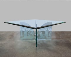 Hand Etched Glass Square Coffee Table