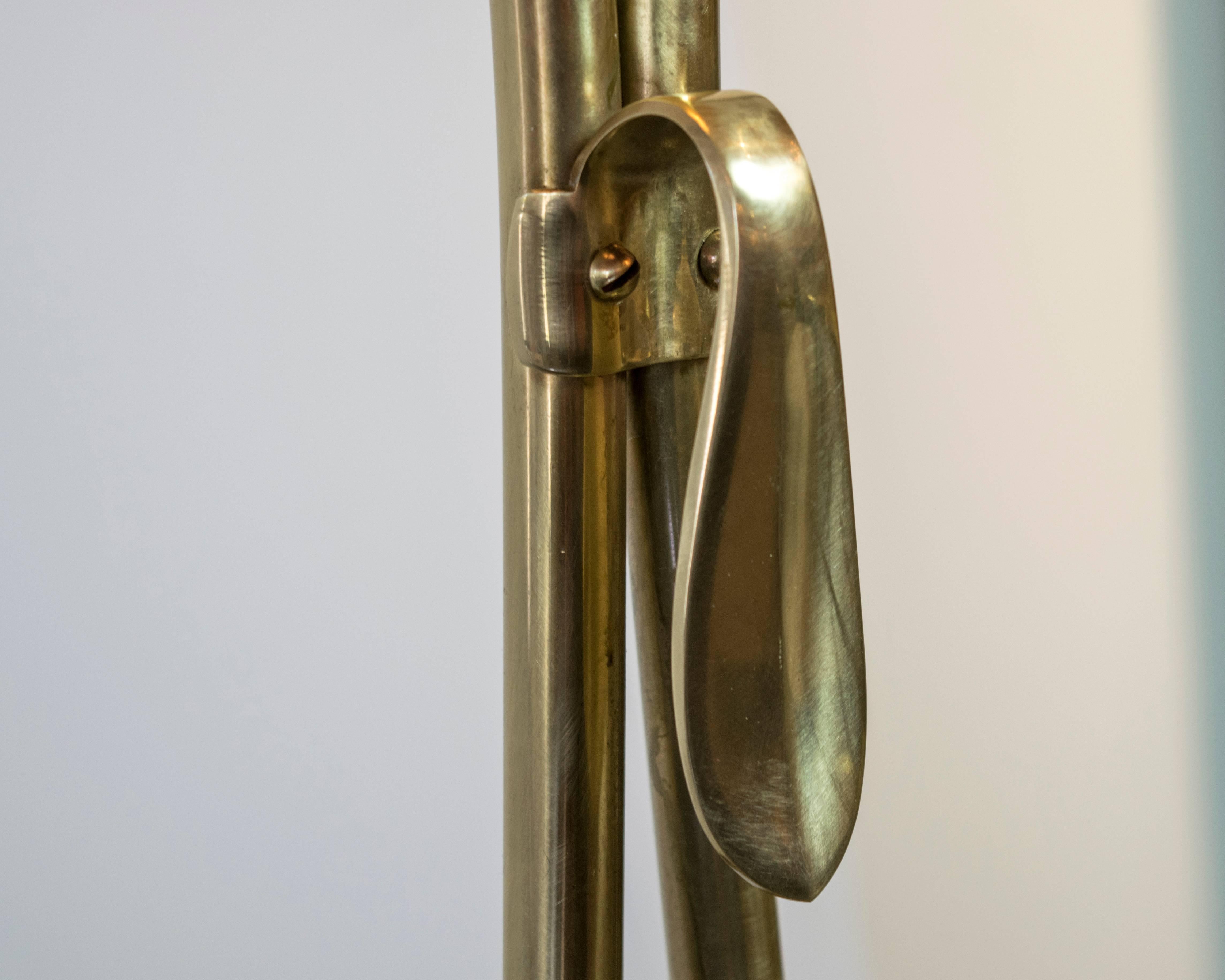 Stilnovo Sculptural Brass and White Enamel Floor Lamp 1