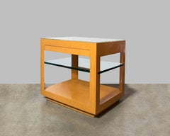 Orange Lacquered Parchment Side or End Table in the Style of Karl Springer