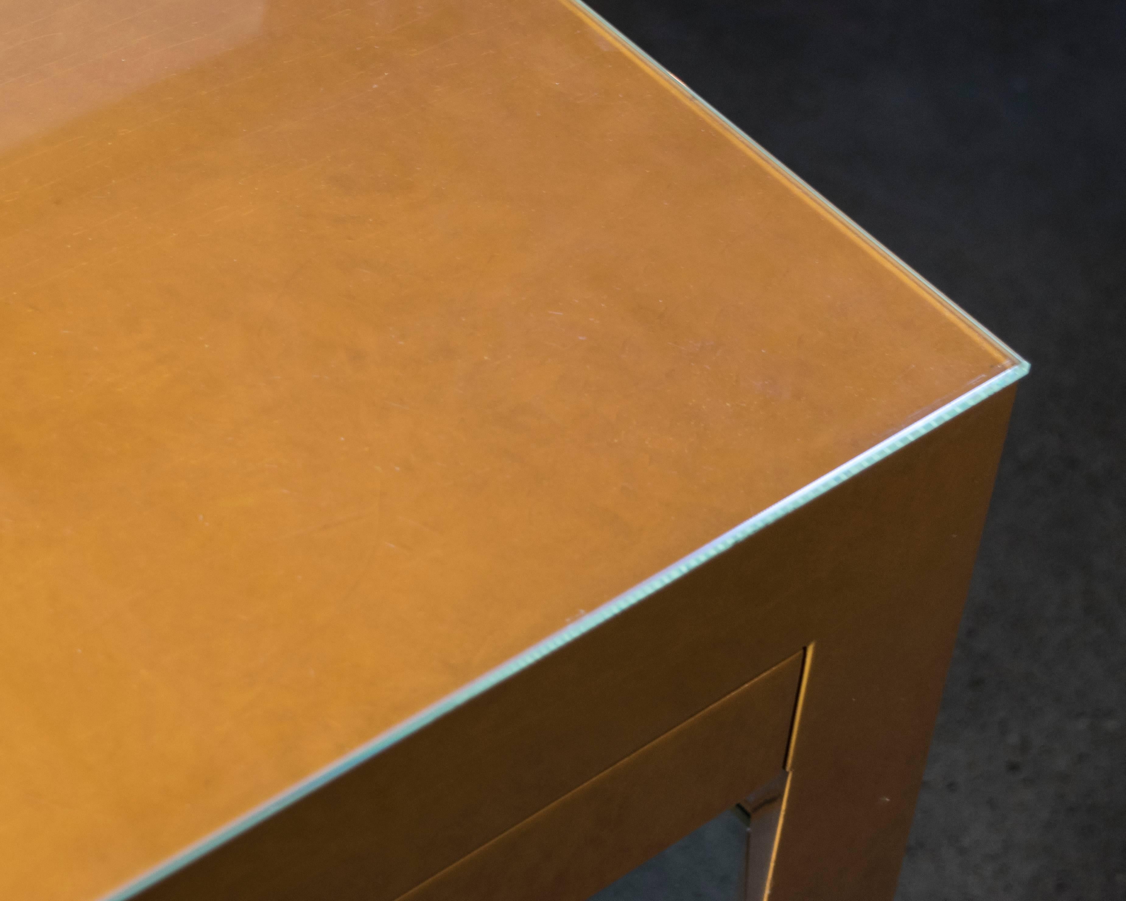 Wood Orange Lacquered Parchment Side or End Table in the Style of Karl Springer For Sale