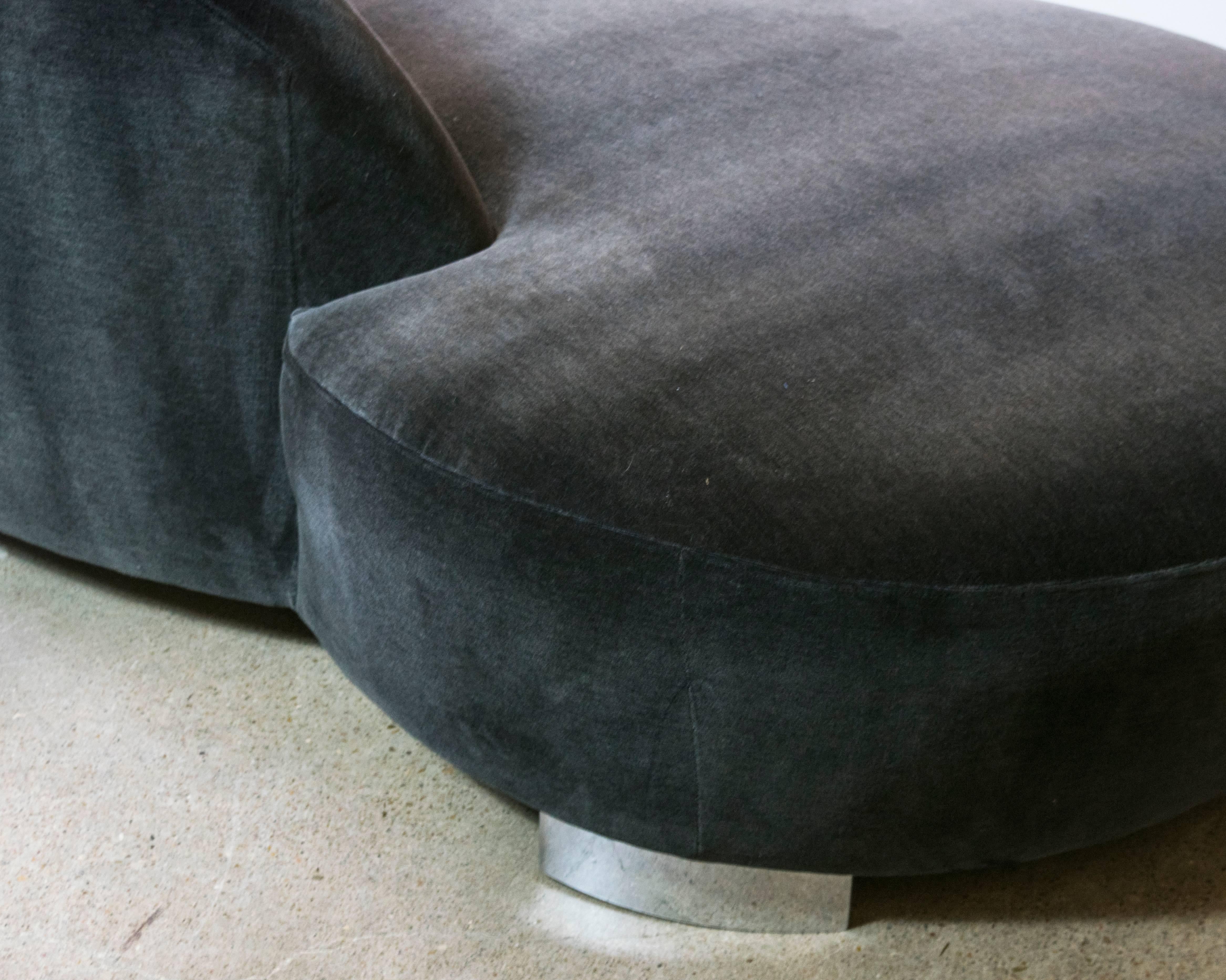 Vladimir Kagan Style Cloud Sofa by Weiman in Striated Charcoal Mohair Velvet 1