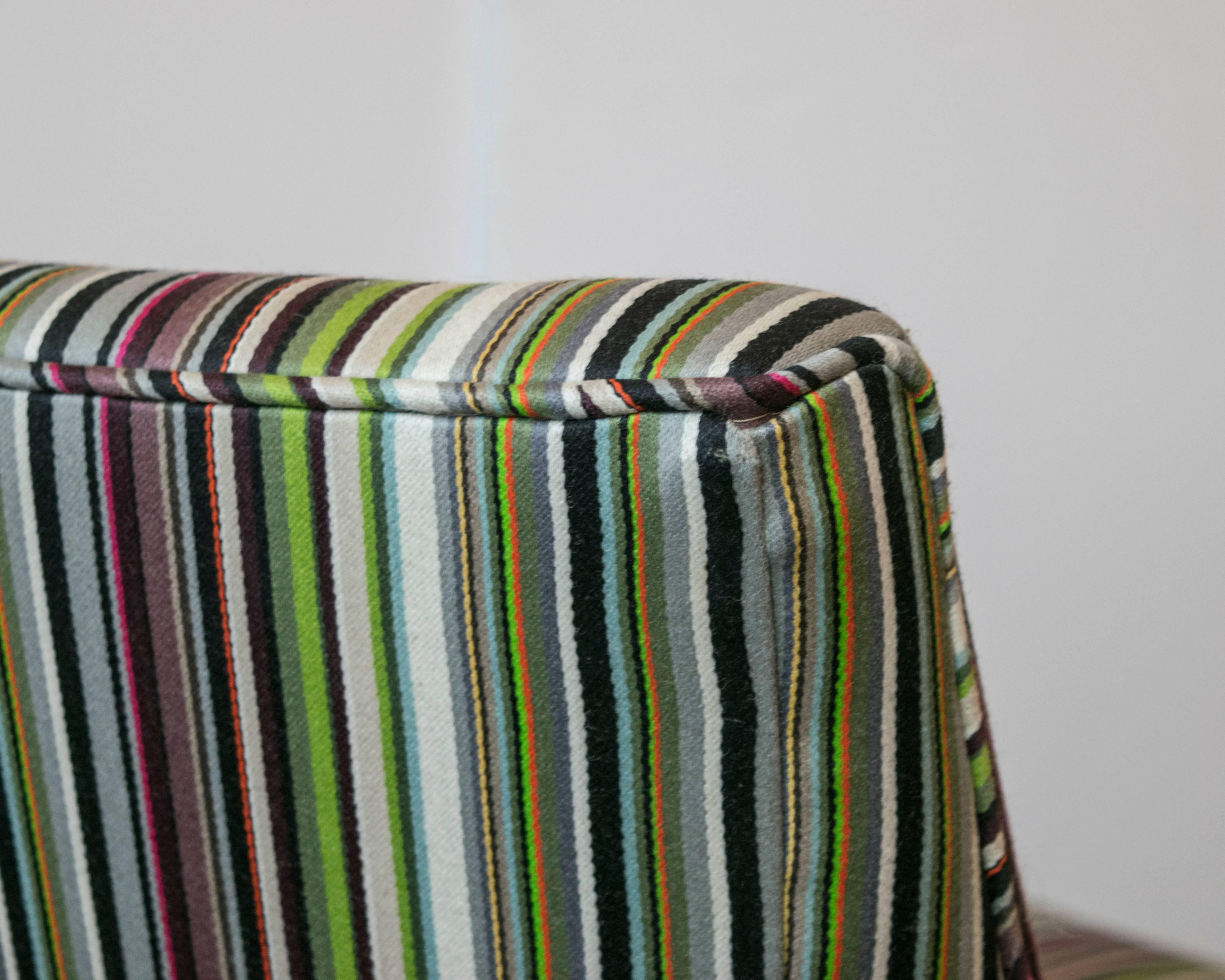 Mid-Century Modern Petite 1950s Slipper Chair in Paul Smith Stripe for Maharam For Sale