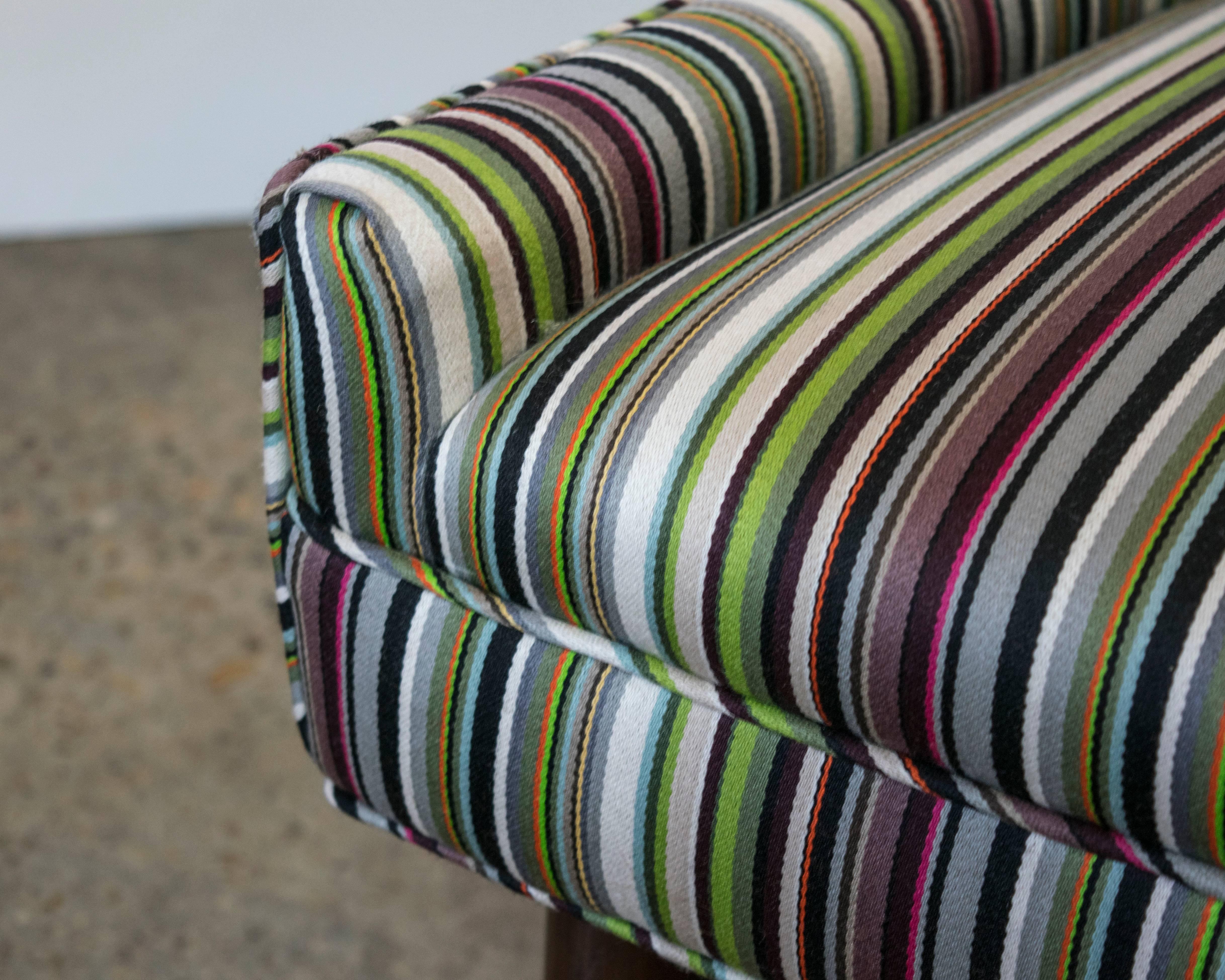 American Petite 1950s Slipper Chair in Paul Smith Stripe for Maharam For Sale