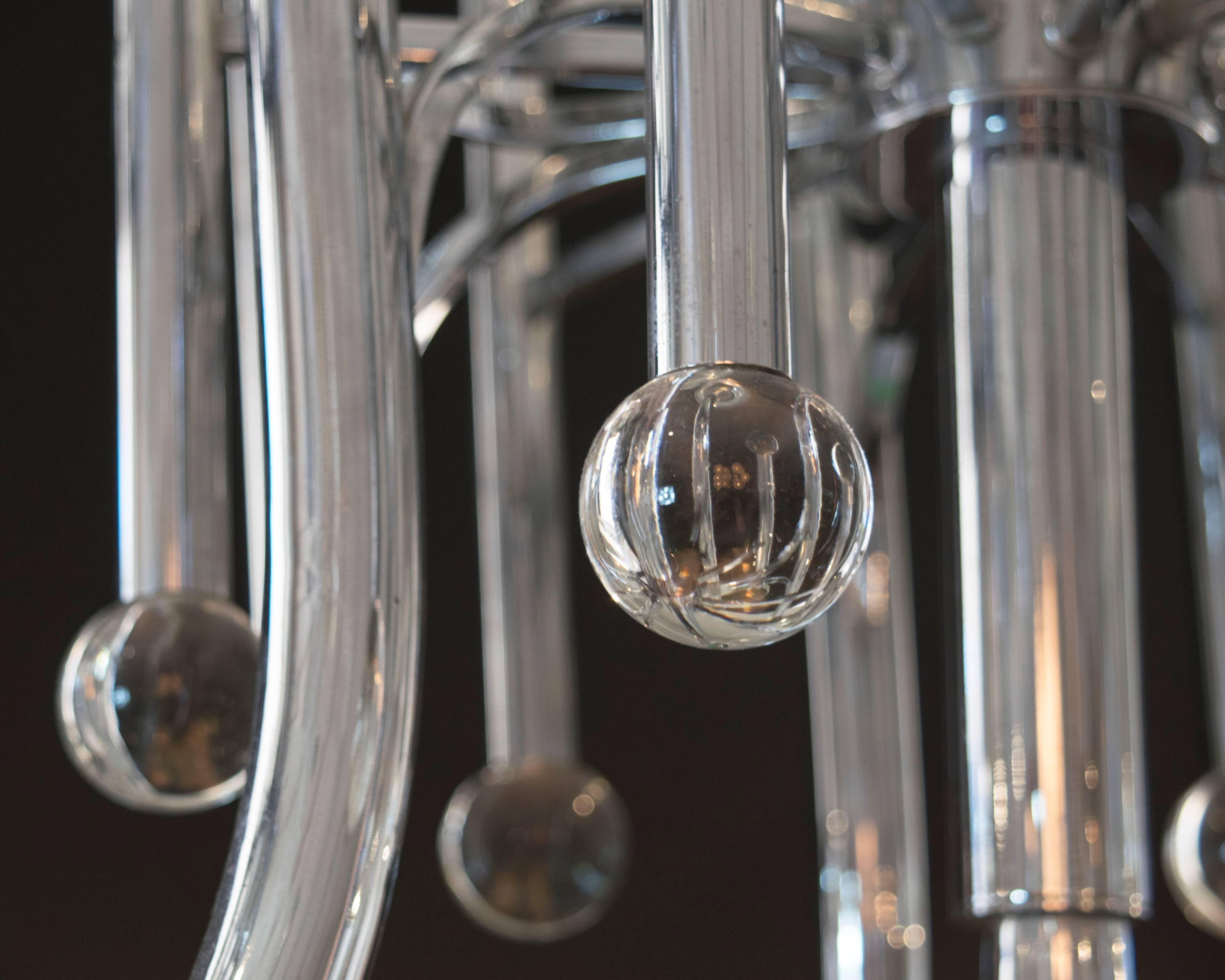 Mid-20th Century Gaetano Sciolari Mid-Century Modern Trumpet Chandelier For Sale