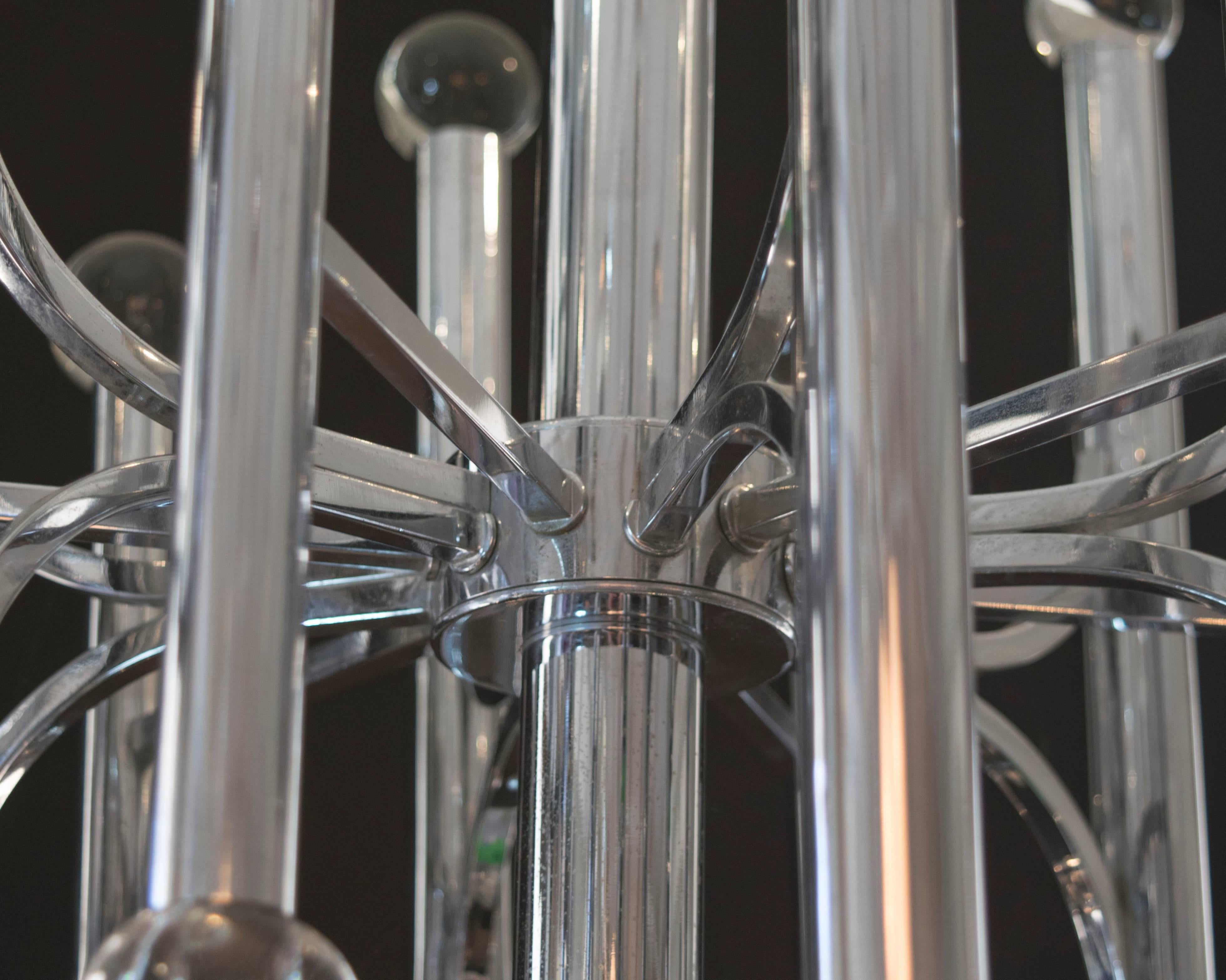 Gaetano Sciolari Mid-Century Modern Trumpet Chandelier For Sale 1