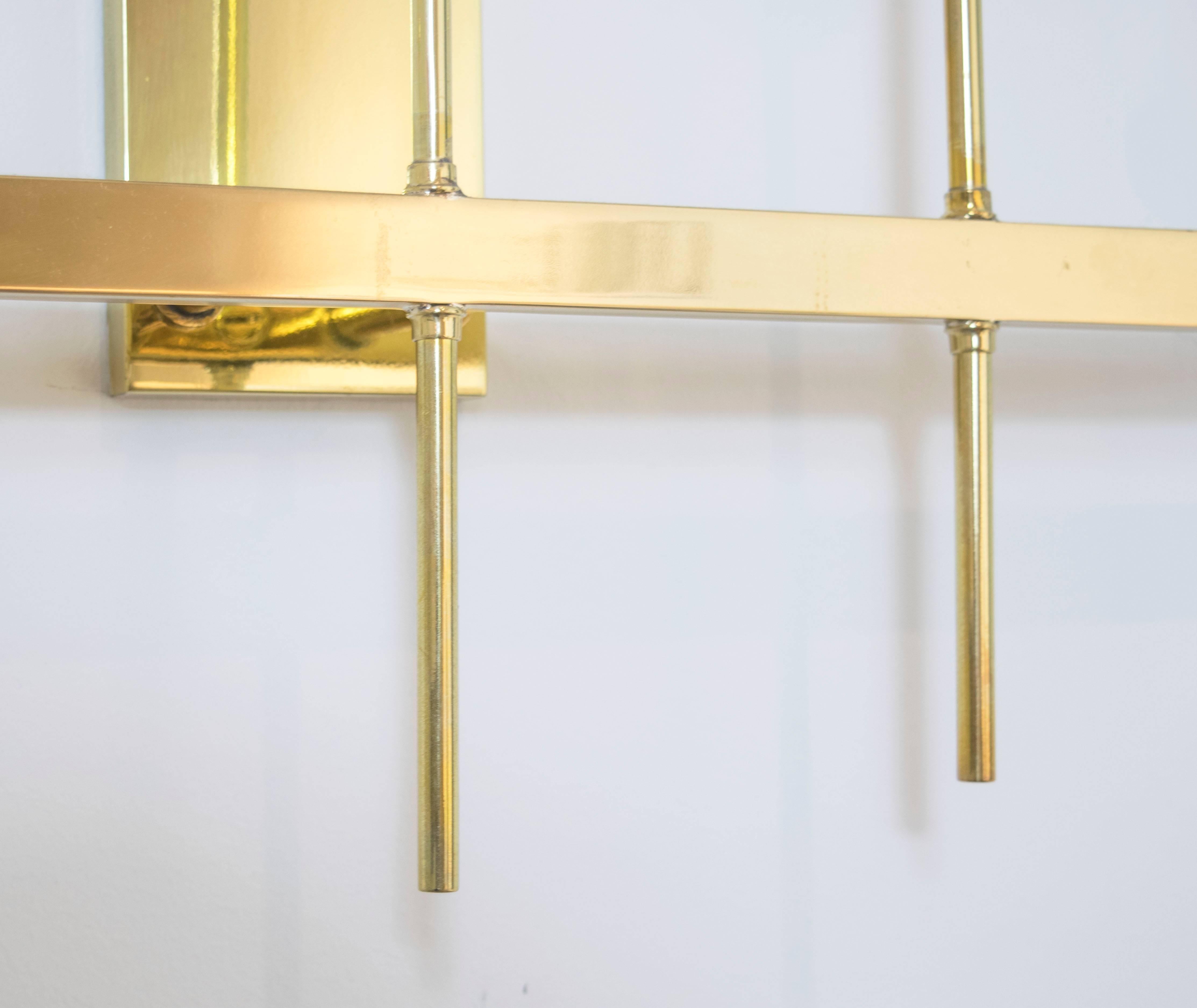 4 Foot Long Brass Vintage Wall Sconces in the Style of Tommi Parzinger For Sale 1