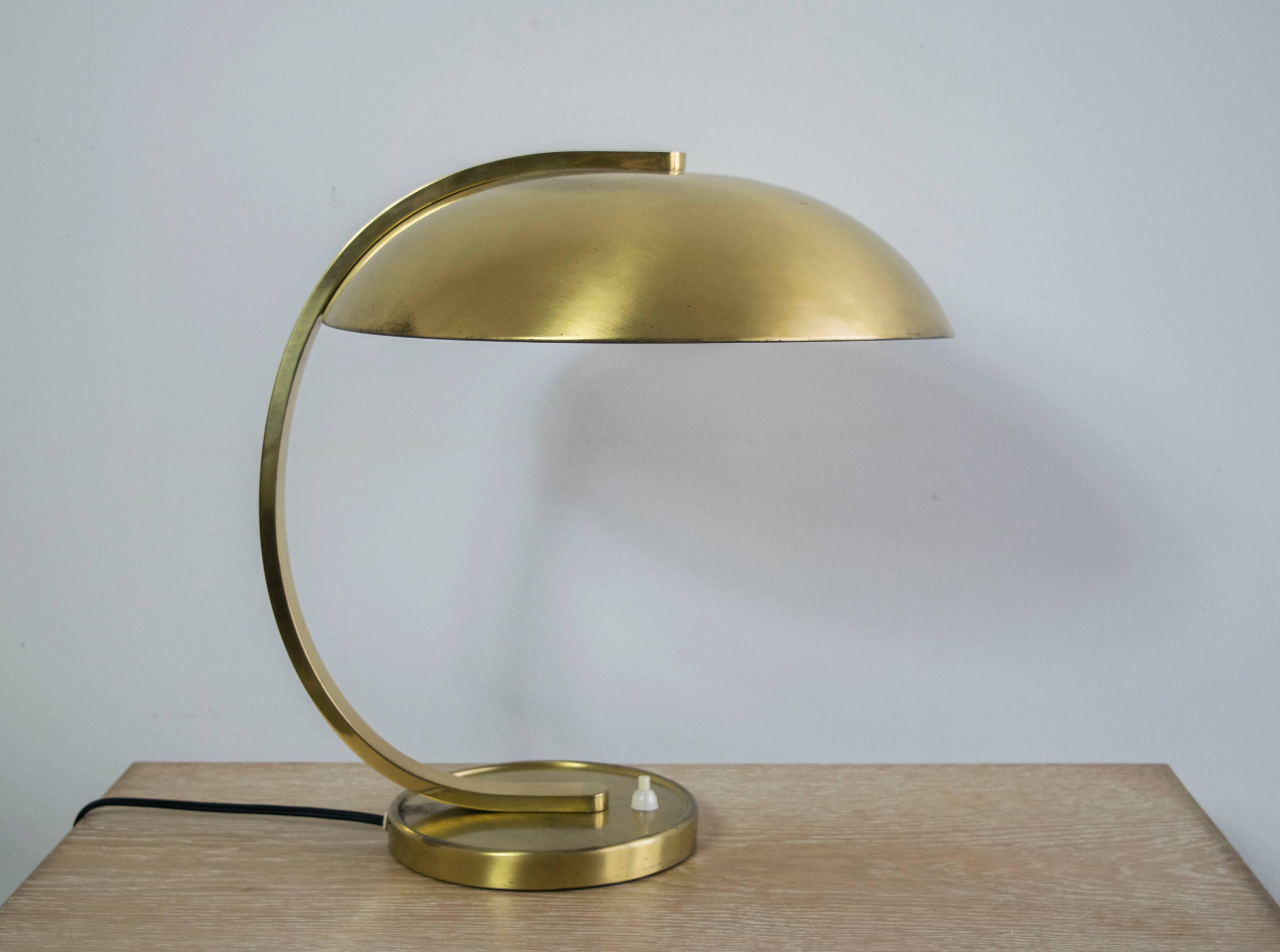 Beautifully articulated Bauhaus lamp very similar to Christian Dell's design.  Solid brass, recently rewired to US lighting standards.
