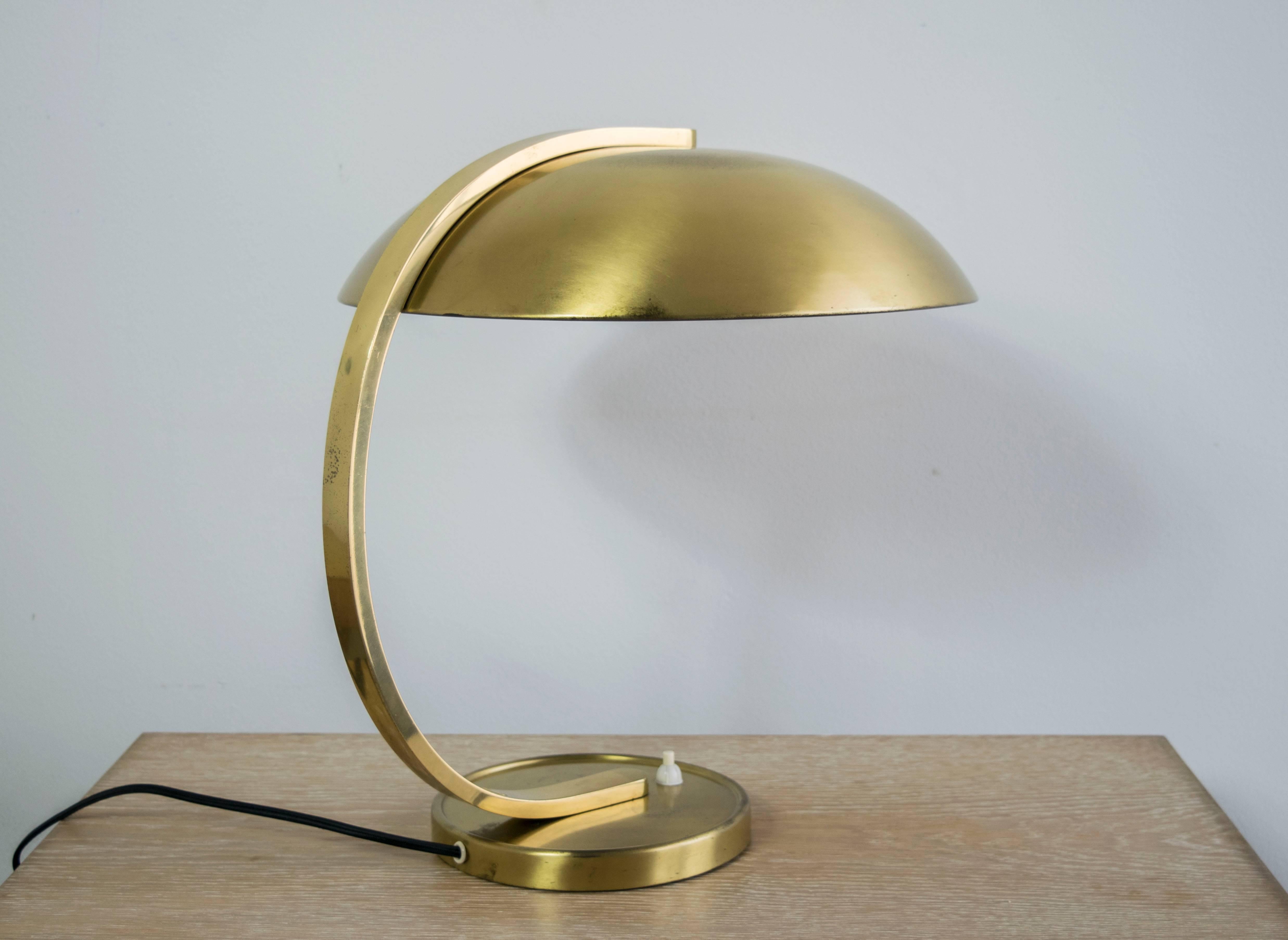 Mid-Century Modern Brass German Bauhaus Lamp in the Style of Christian Dell