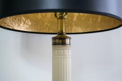 Tall Hollywood Regency Faux Ivory and Brass Greek Key Lamps