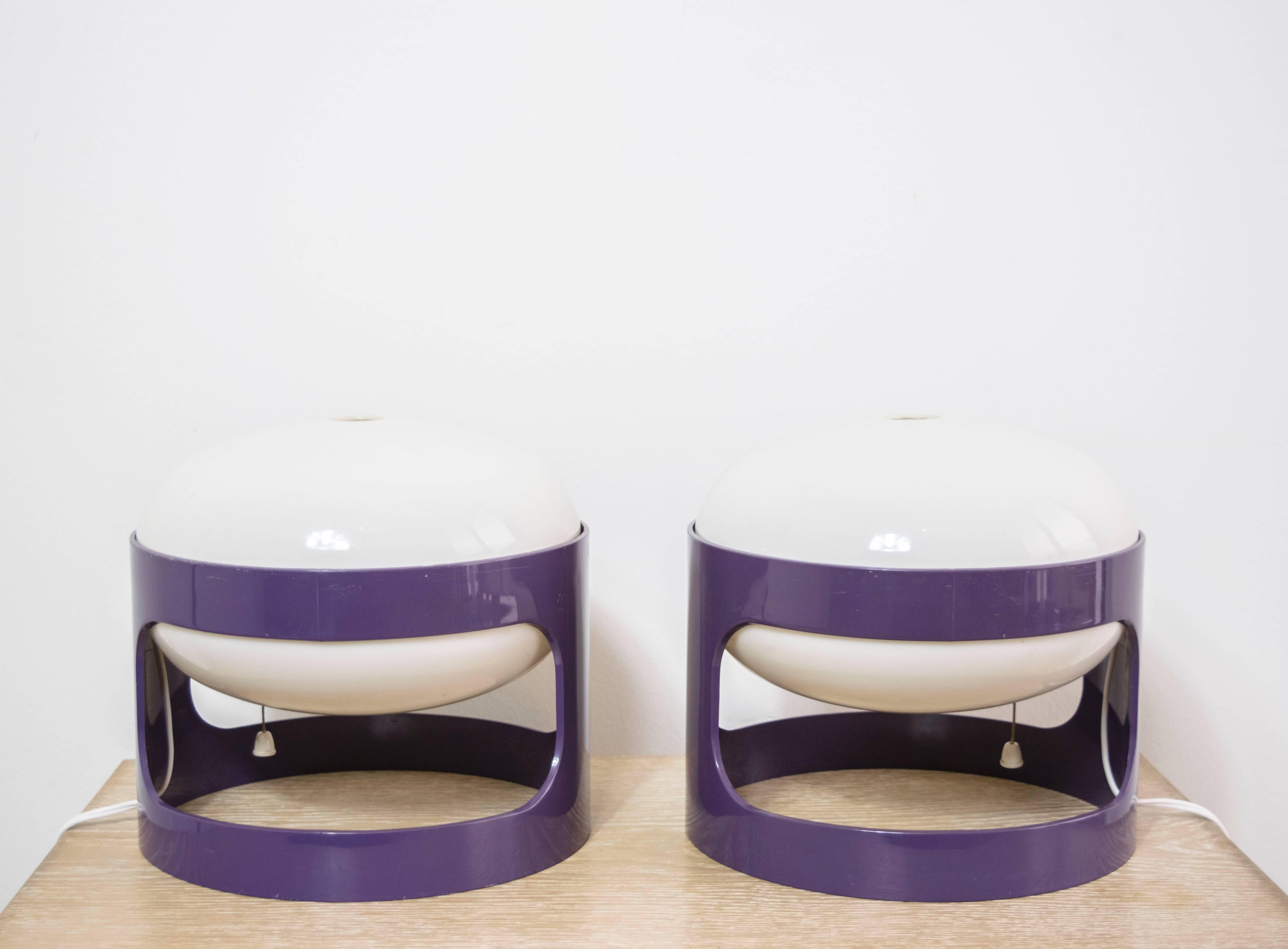 These Joe Colombo KD27 lamps manufactured by Kartell are extremely rare, especially in this vibrant purple.