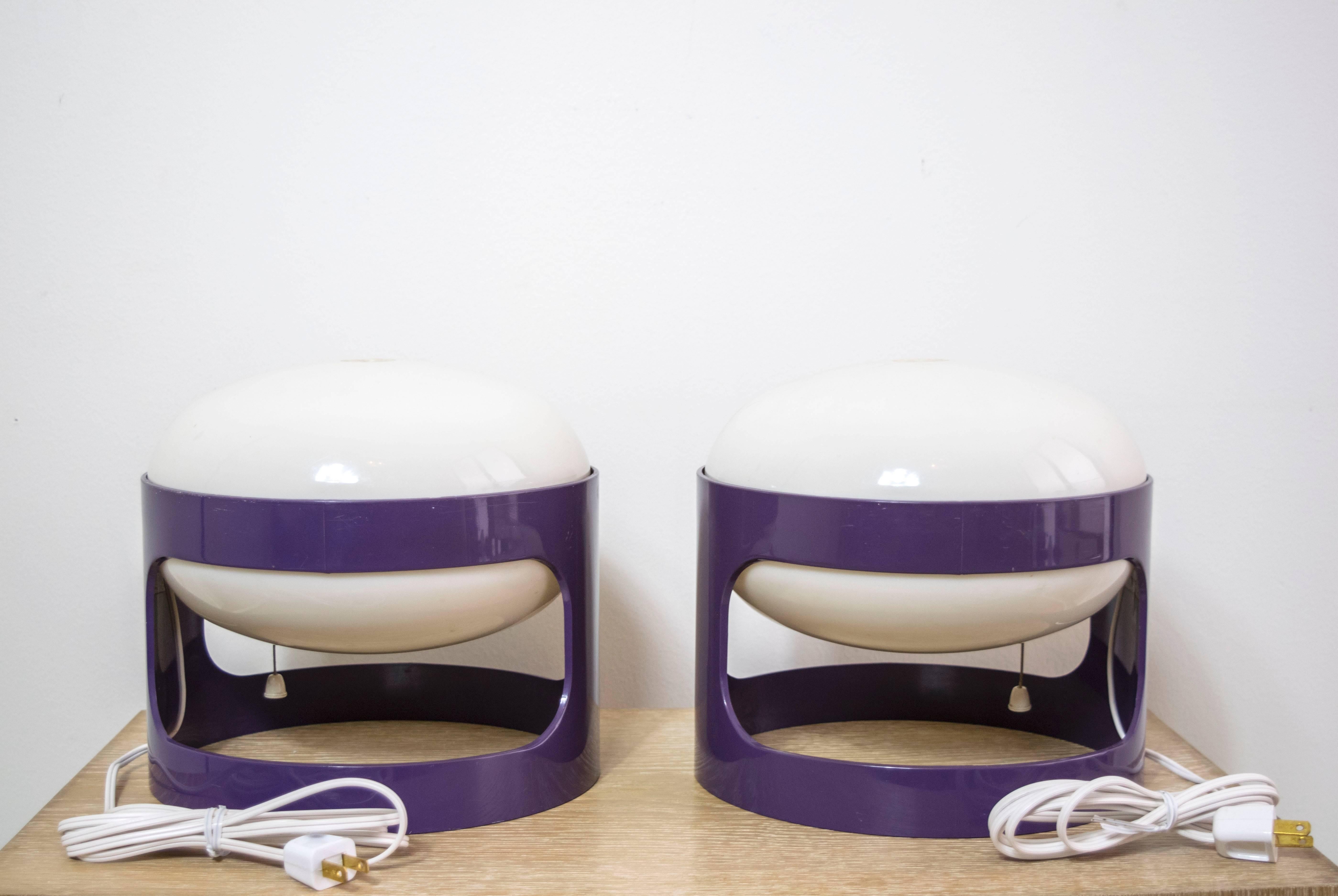 Mid-Century Modern Rare Purple KD27 Acrylic Joe Colombo Table Lamps For Sale