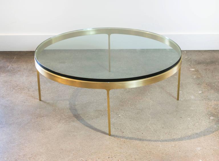 Solid Brass Round Coffee Table by Nicos Zographos at 1stdibs