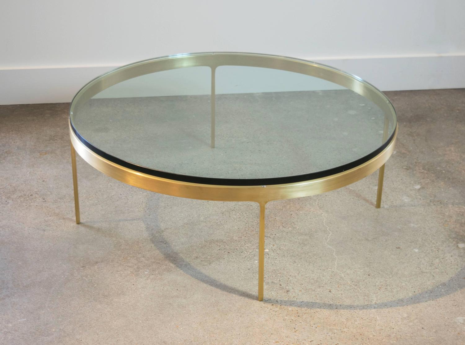 Solid Brass Round Coffee Table by Nicos Zographos at 1stdibs