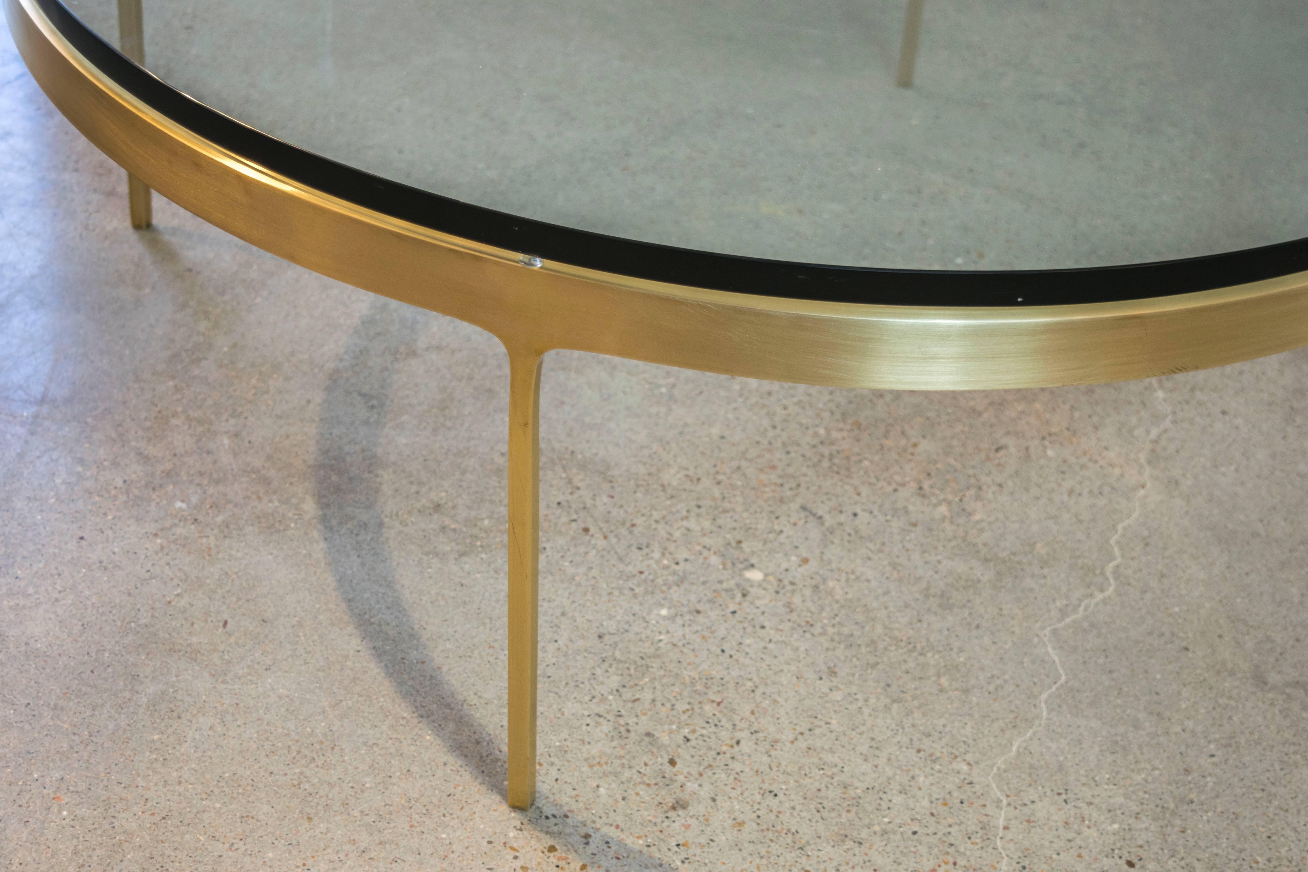American Solid Brass Round Coffee Table by Nicos Zographos