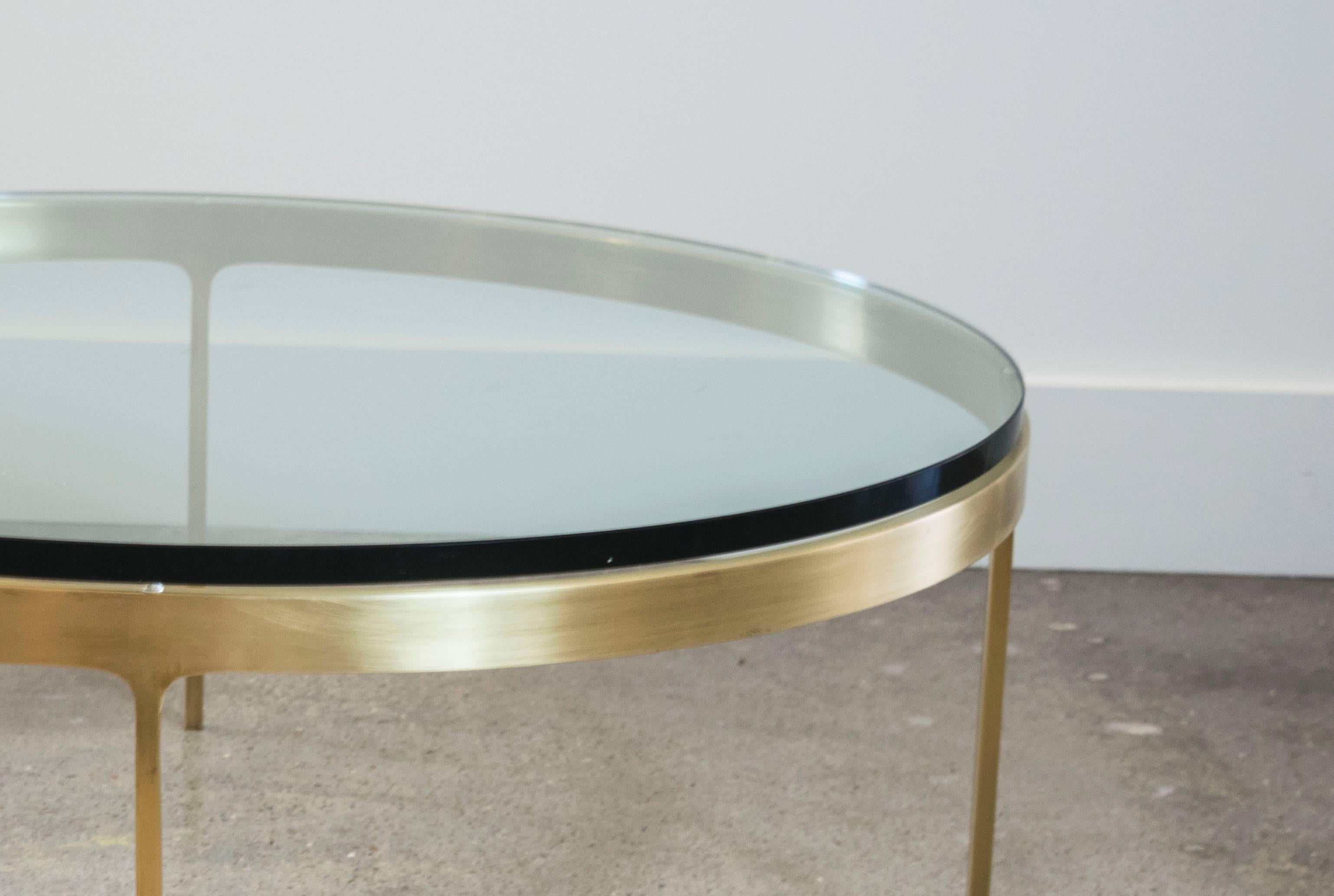 Mid-Century Modern Solid Brass Round Coffee Table by Nicos Zographos