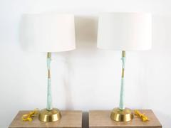 Mid Century Sculptural Turquoise and Brass Lamps by Rembrandt